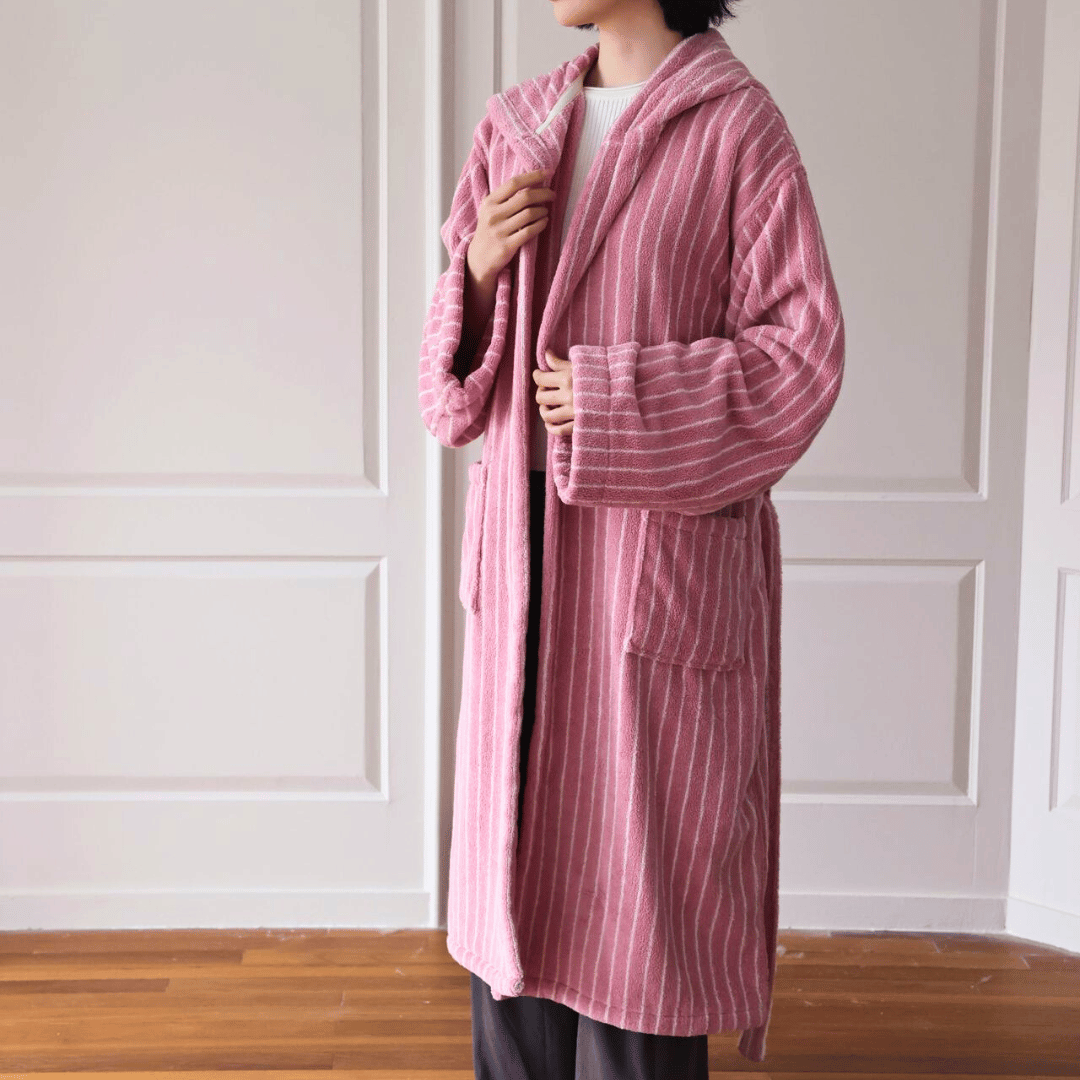 Organic Cotton Jacquard Bathrobe — Spa Luxury, Robes, Varme Stripe