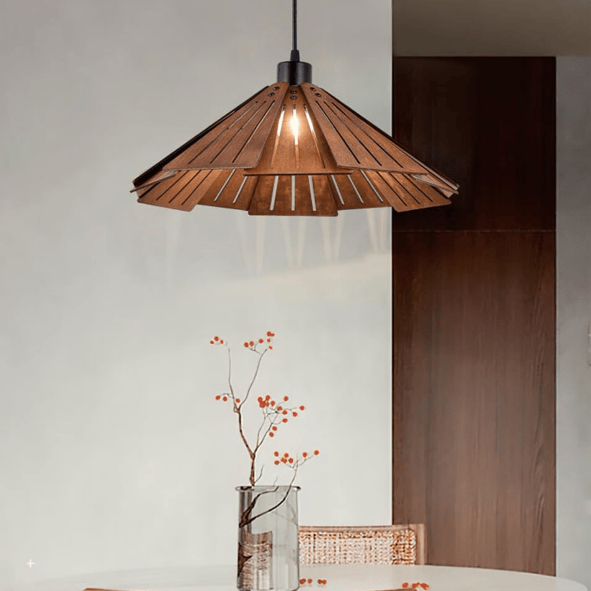 Walnut Wood Pendant Light - Scandinavian Minimalist, Ceiling Fixtures, Vedra Natural Nordic