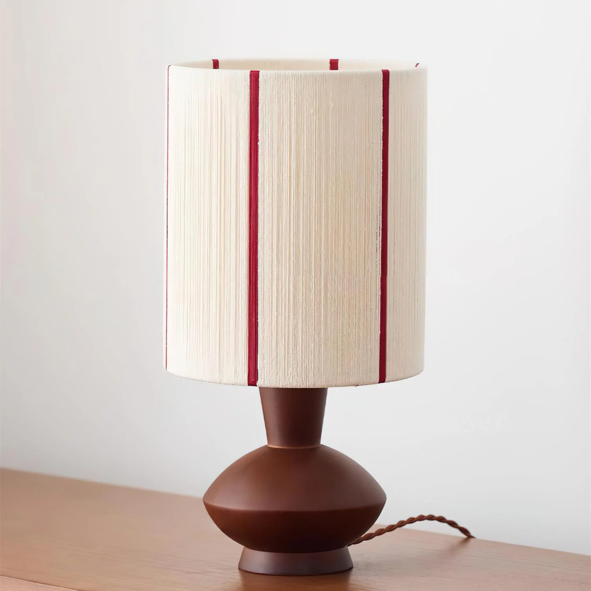 Rustic Solid Wood Table Lamp with Hemp Rope Accent, Lamps, Vedra Vintage