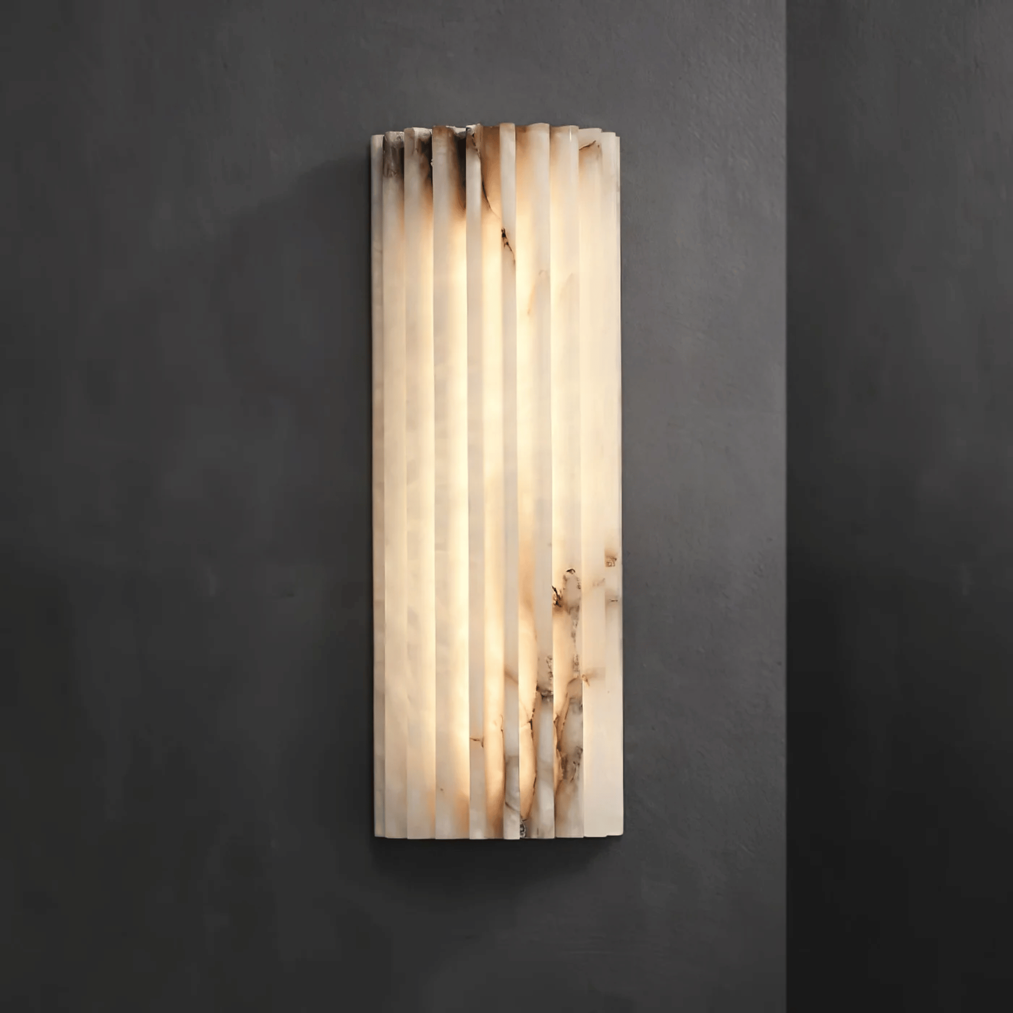 Vetra Spanish Marble Wall Lamp Ambient Lighting, Light Fixtures, Fluted Hand-Carved