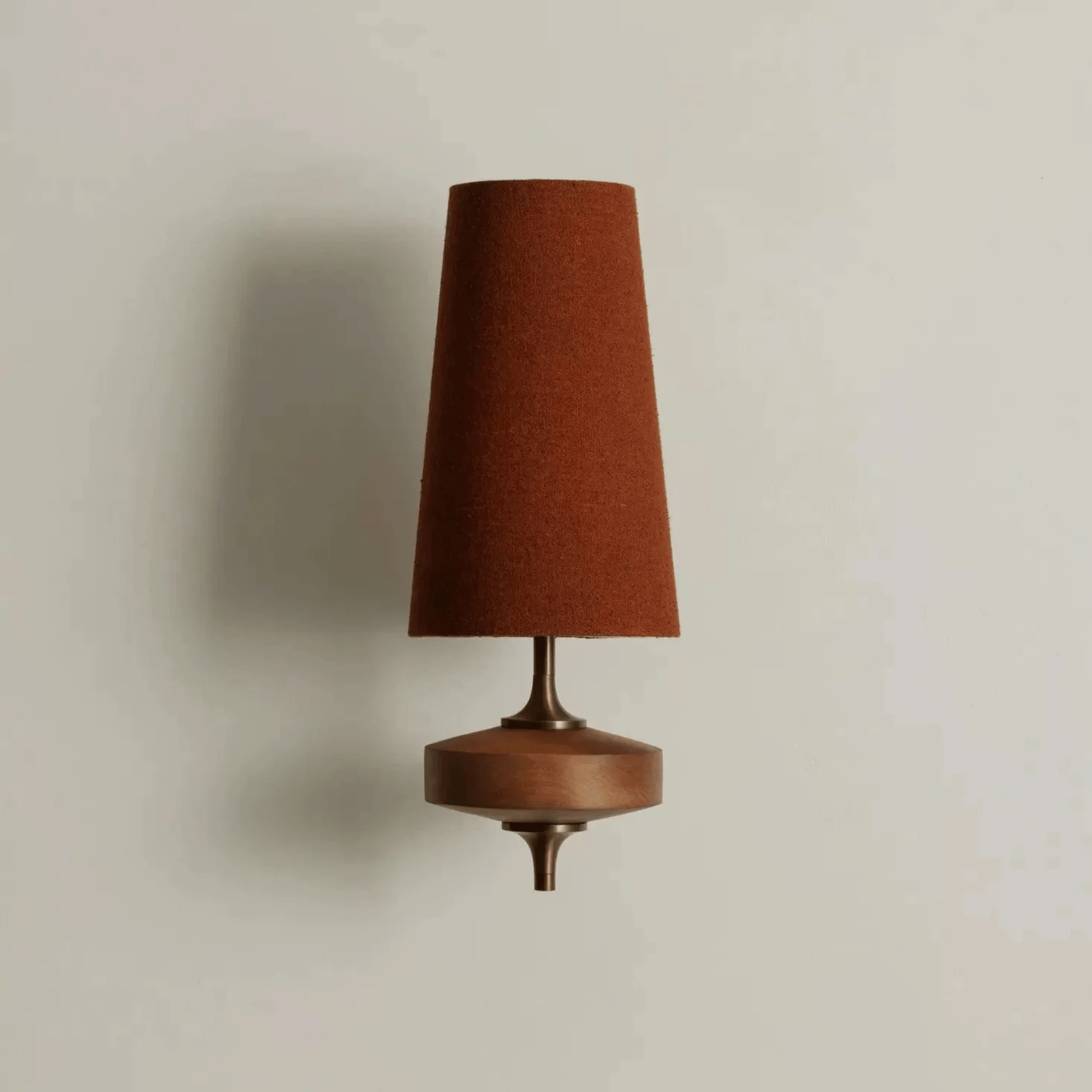 Handcrafted Nordic Fabric Wall Light with Wood Base, Red, Fixtures, Vevra