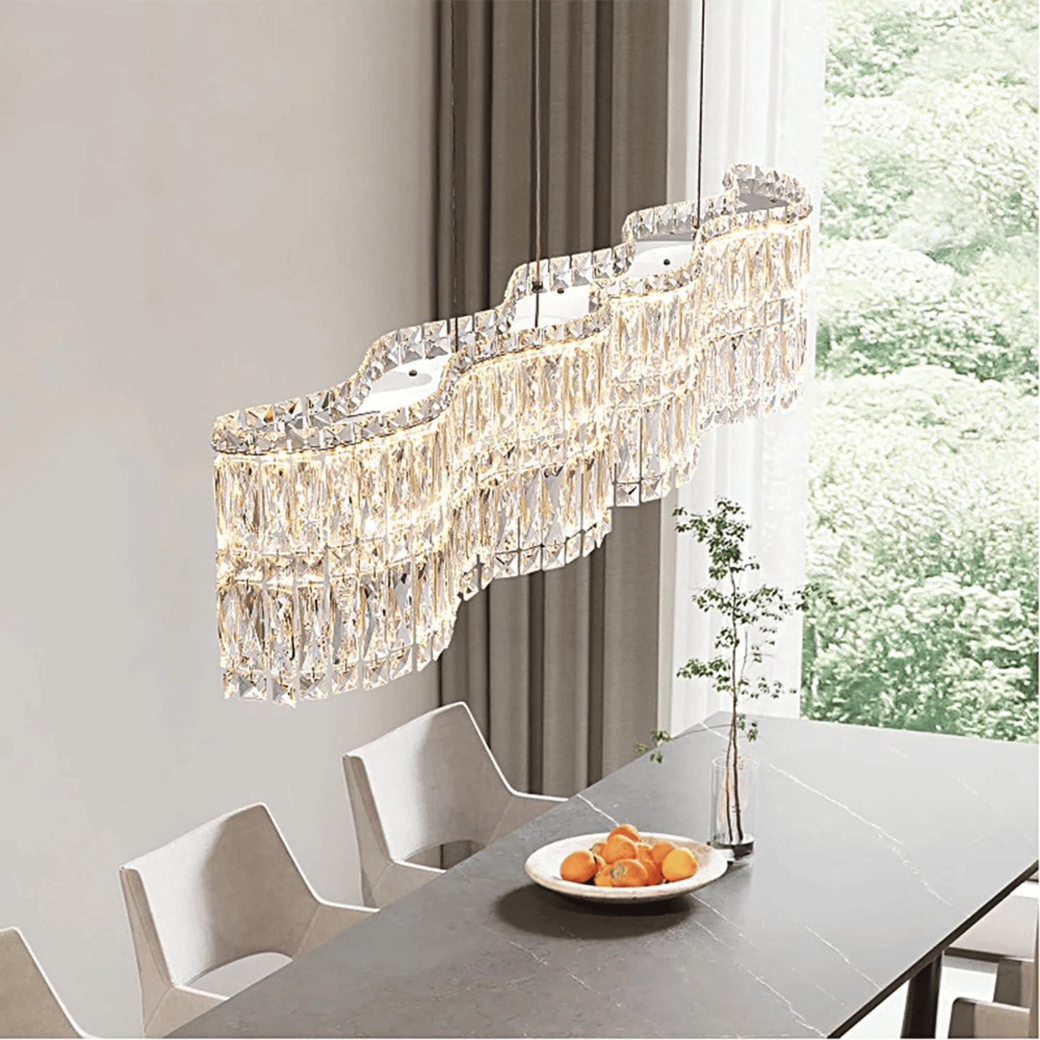 K9 Crystal Wave Chandelier Dining Room LED Light, Ceiling Fixtures, Vinda for Rooms