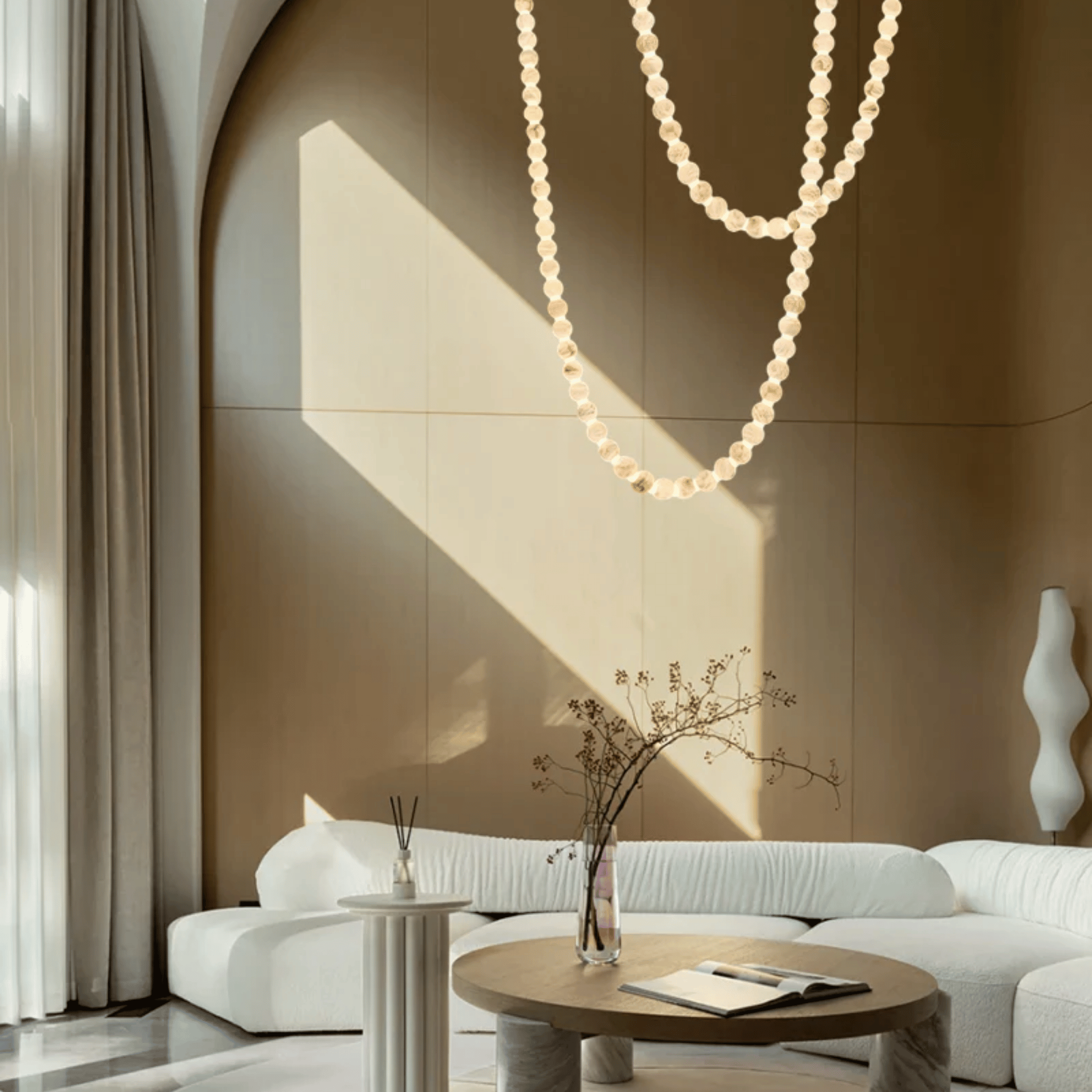 Alvsten Alabaster Marble Pendant Light Nordic, 19 Lights, Ceiling Fixtures, Cascading