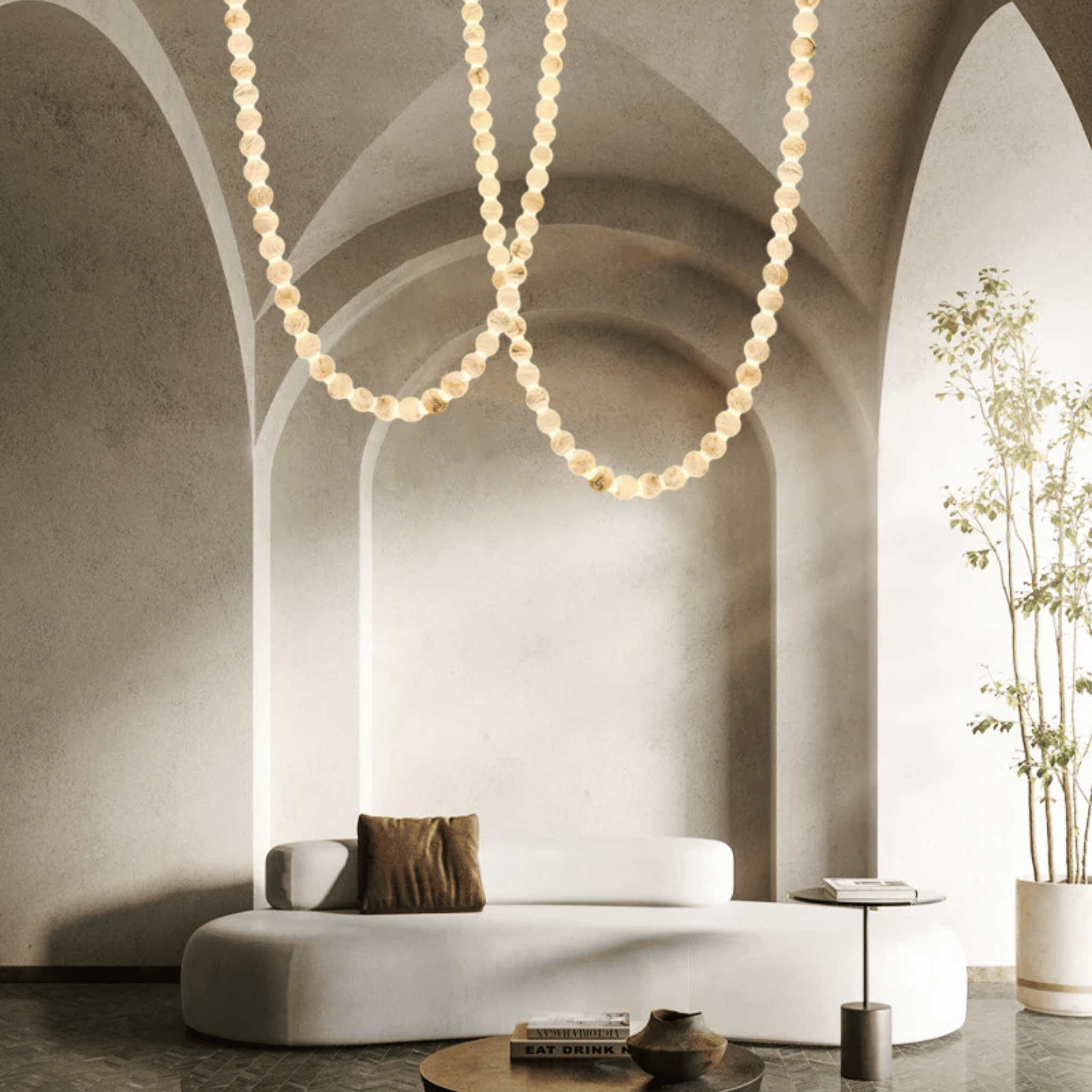 Alvsten Alabaster Marble Pendant Light Nordic, 23 Lights, Ceiling Fixtures, Cascading