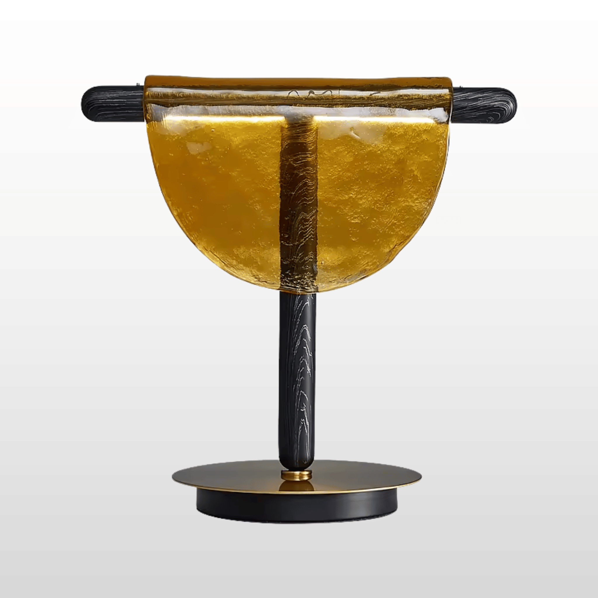 Amber Glass Half-Moon Table Lamp Touch LED Light, Lamps, Ambra Sculptural