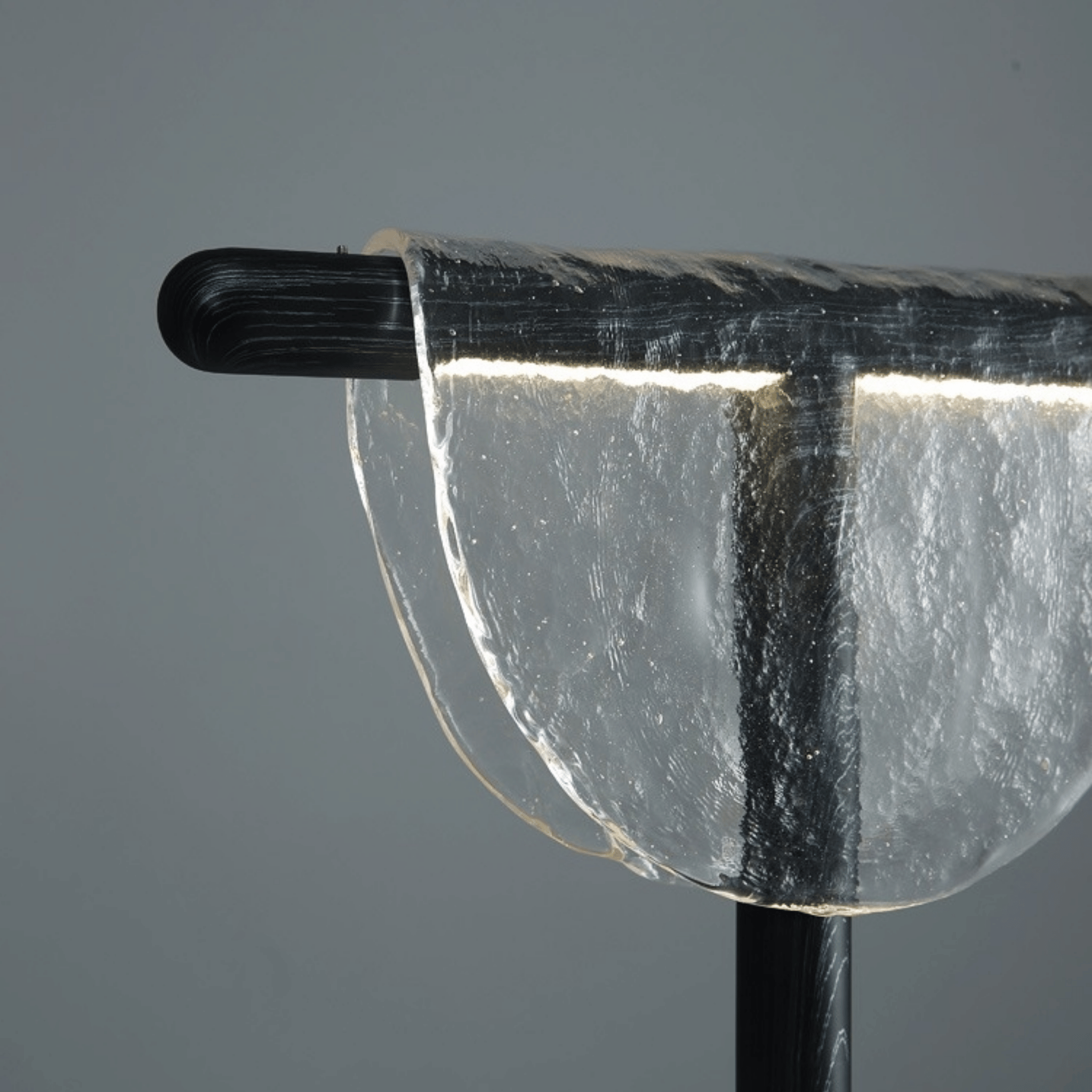 Amber Glass Half-Moon Table Lamp Touch LED Light, Clear / Natural light, Lamps, Ambra Sculptural