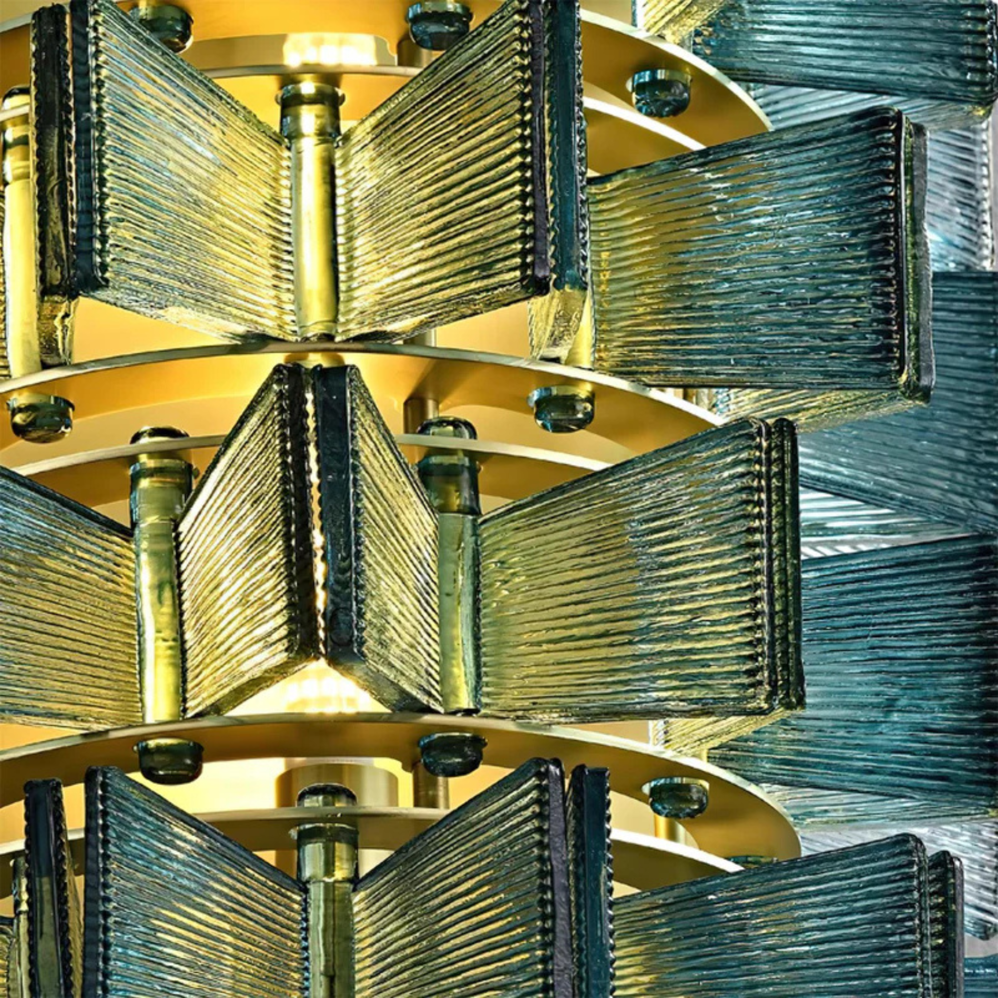 Art Deco Blue Stained Glass Wall Sconce by Skonne, Light Fixtures, Blåfyr