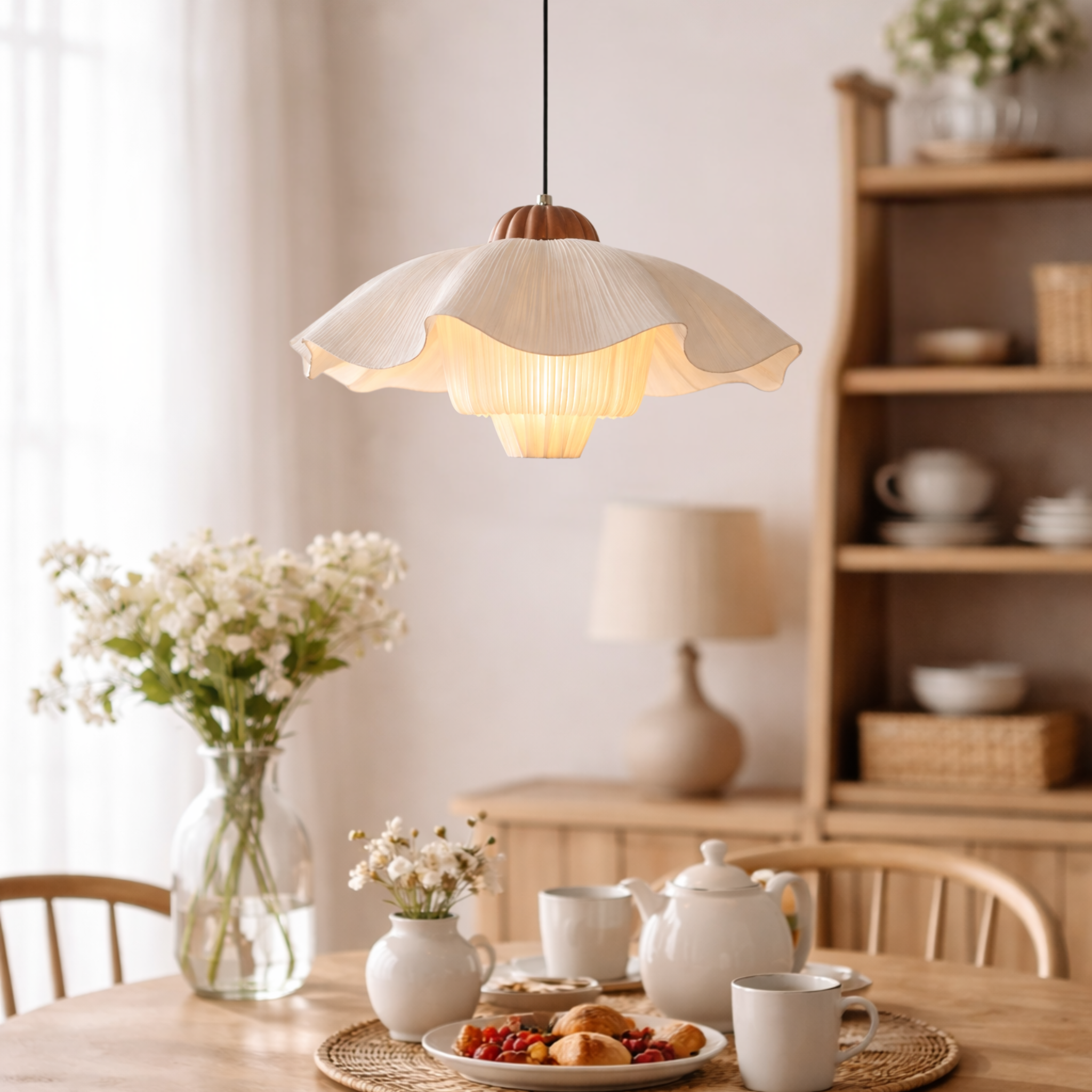 Blomst Fabric Petal Pendant Light for Nordic Homes, Small / White, Ceiling Fixtures, Cream
