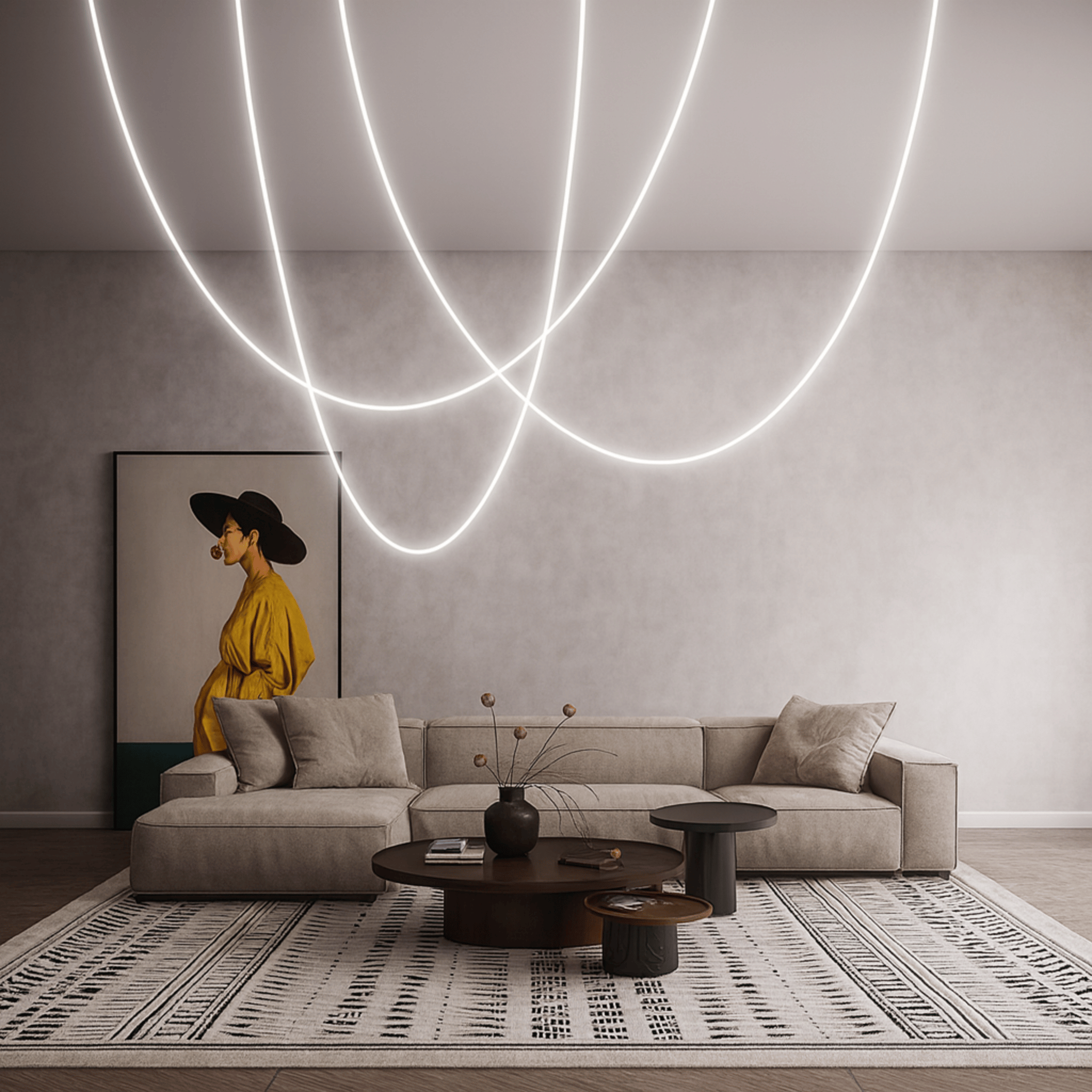 Bölja Flexible LED Pendant Light Nordic Design, 196.9’’, Ceiling Fixtures, Sculptural Tube