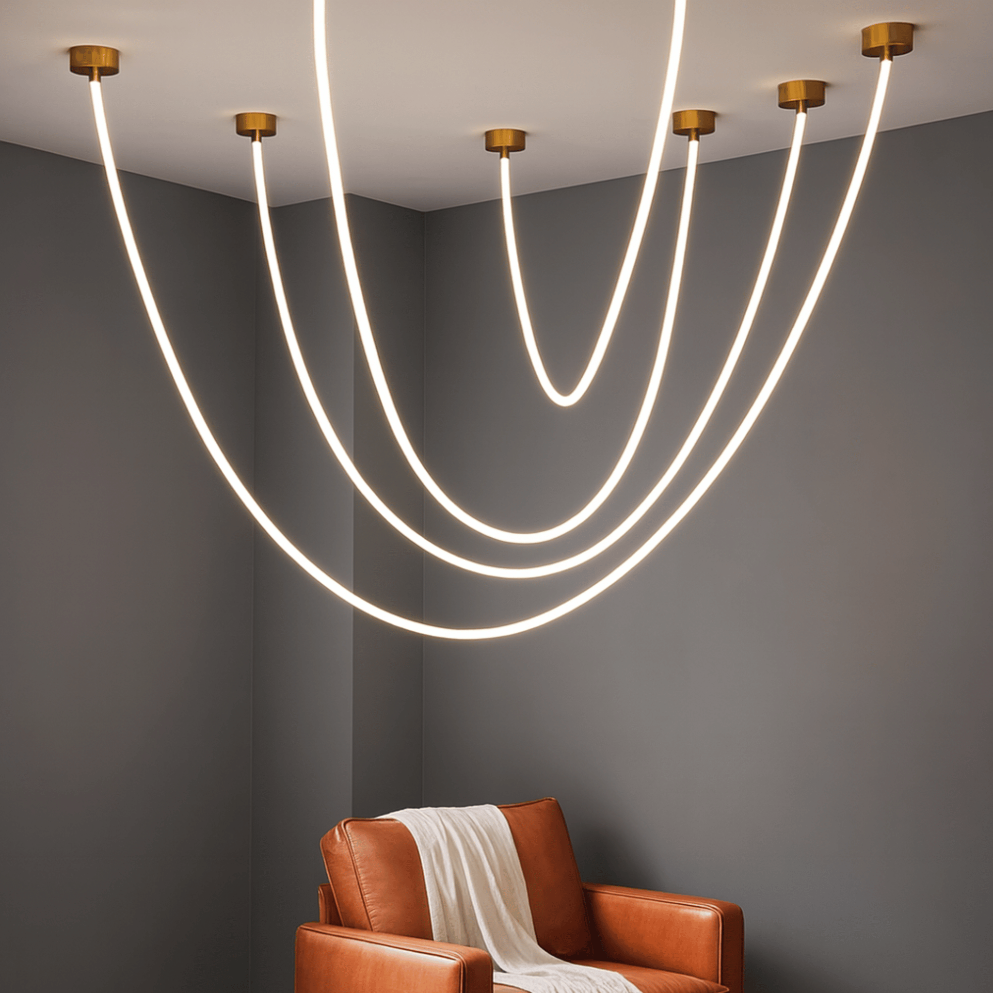 Bölja Flexible LED Pendant Light Nordic Design, 78.7’’, Ceiling Fixtures, Sculptural Tube