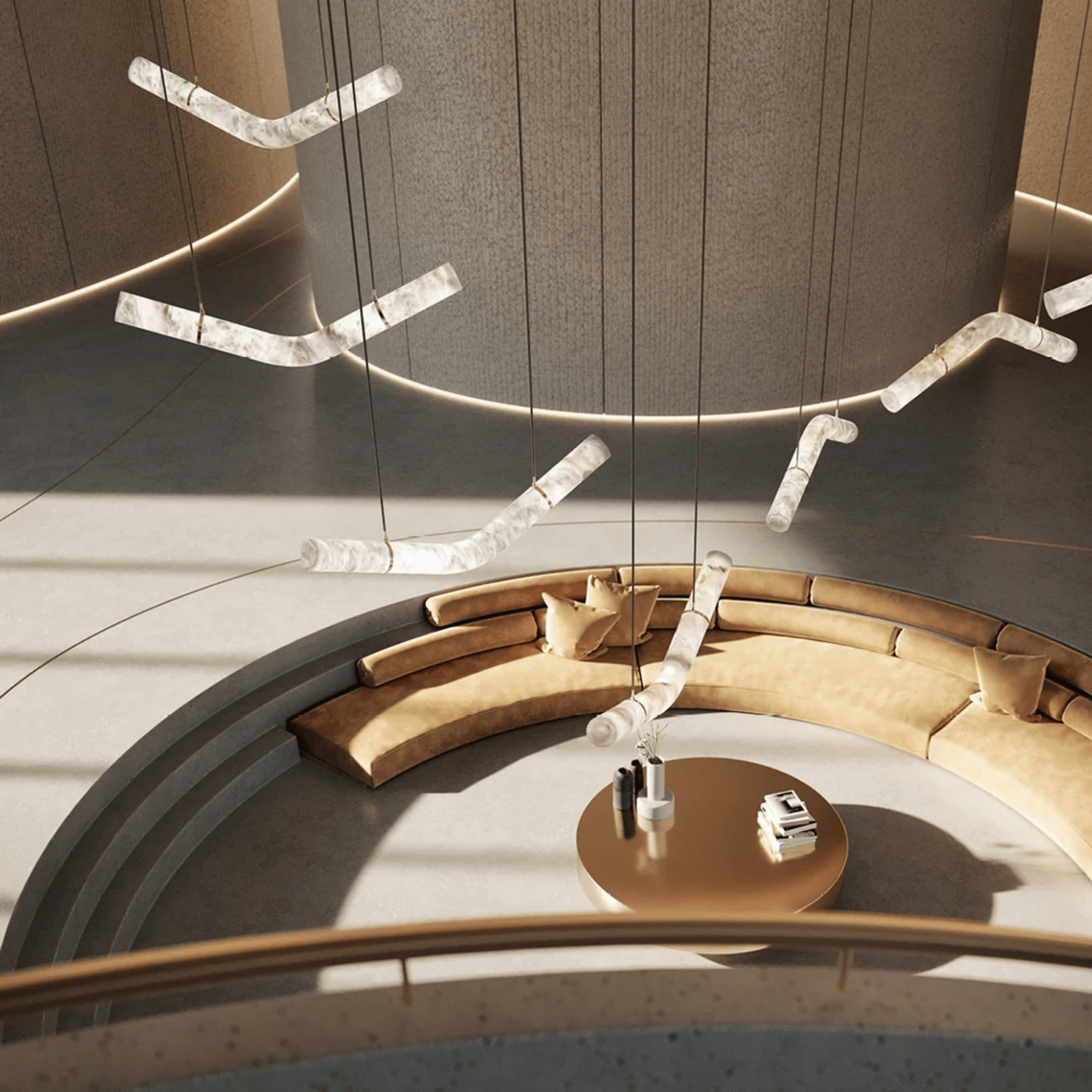 Bogen Marble Arc Pendant Light Dimmable LED Skonne, Ceiling Fixtures, Hand-Carved