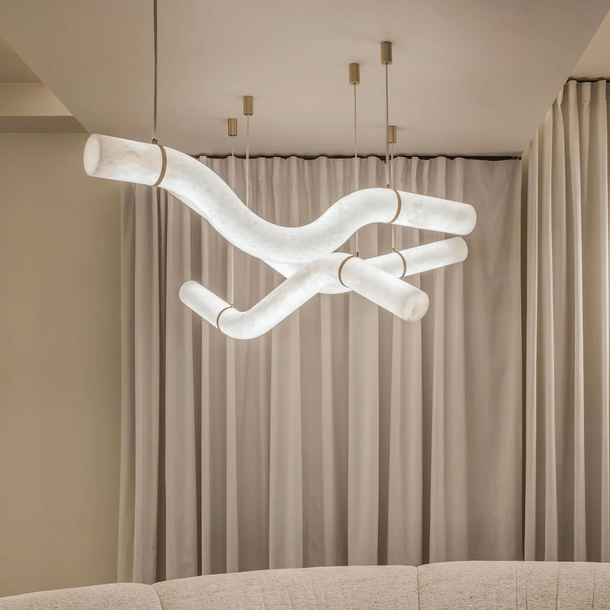 Bylge Real Marble Wave LED Pendant Light Dimmable, Large / Warm light, Ceiling Fixtures, Sculptural