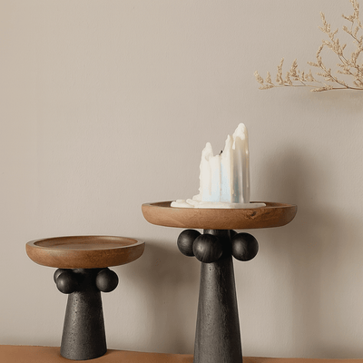 Translation missing: en.Dreva Wooden Pedestal Tray Nordic Sculptural Style, SET of 2, Serving Trays, Display