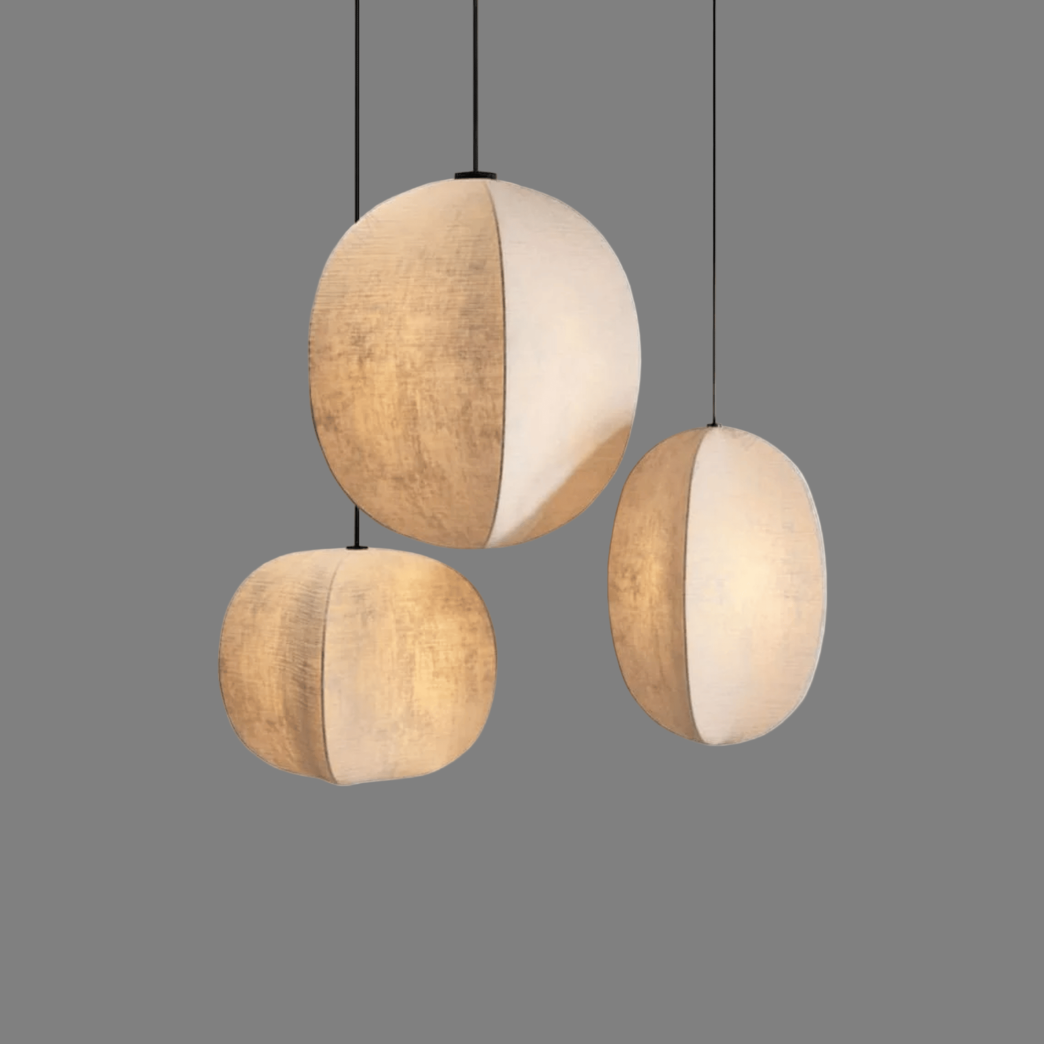 Driva Linen Lantern Pendant Light for Dining Rooms, Medium, Ceiling Fixtures, Warm Ambiance