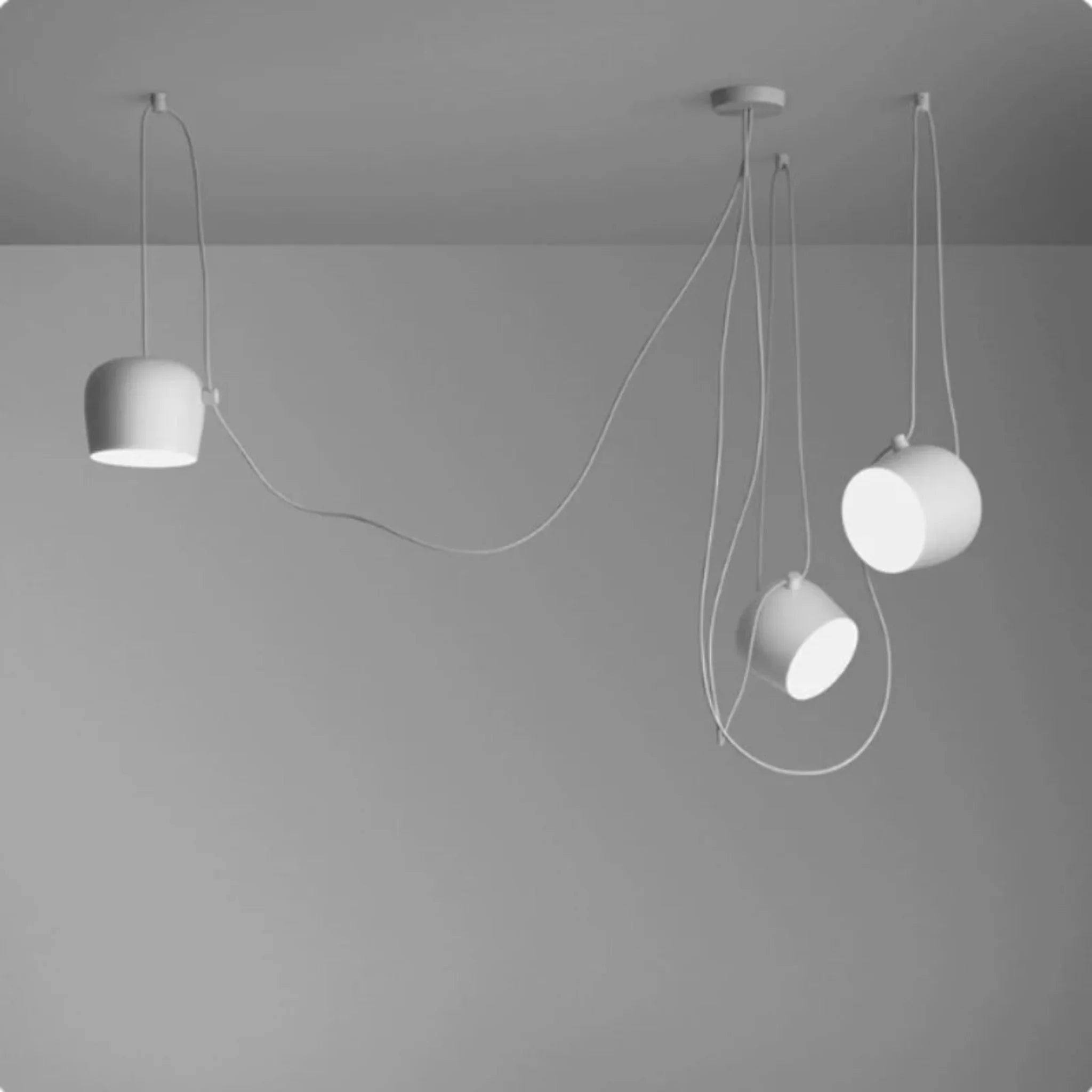 White Drum Pendant Light Industrial Nordic Design, Ceiling Fixtures, Driva Modern Aluminum