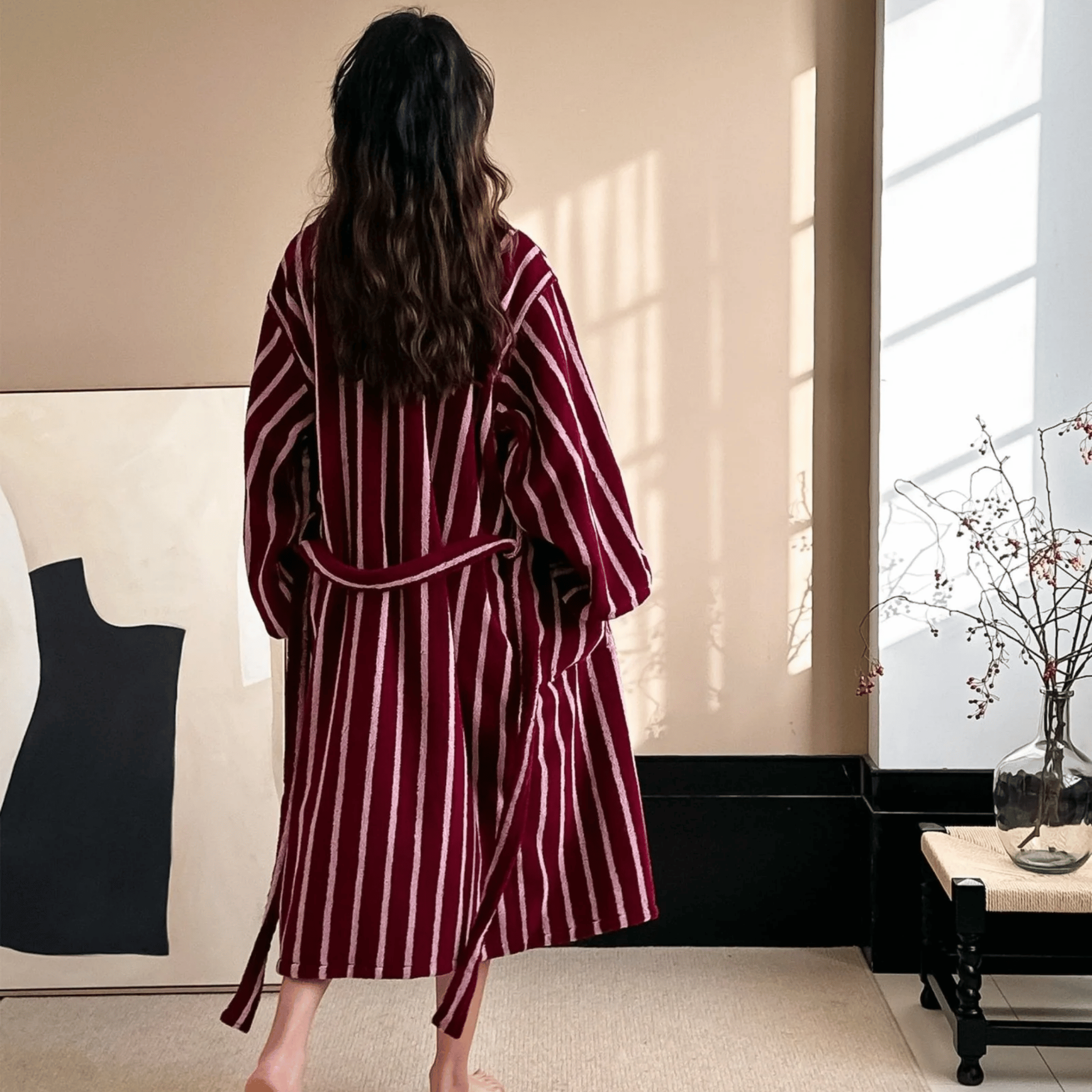 Dvelge Organic Jacquard Cotton Bathrobe Spa Grade, Robes, Stripe