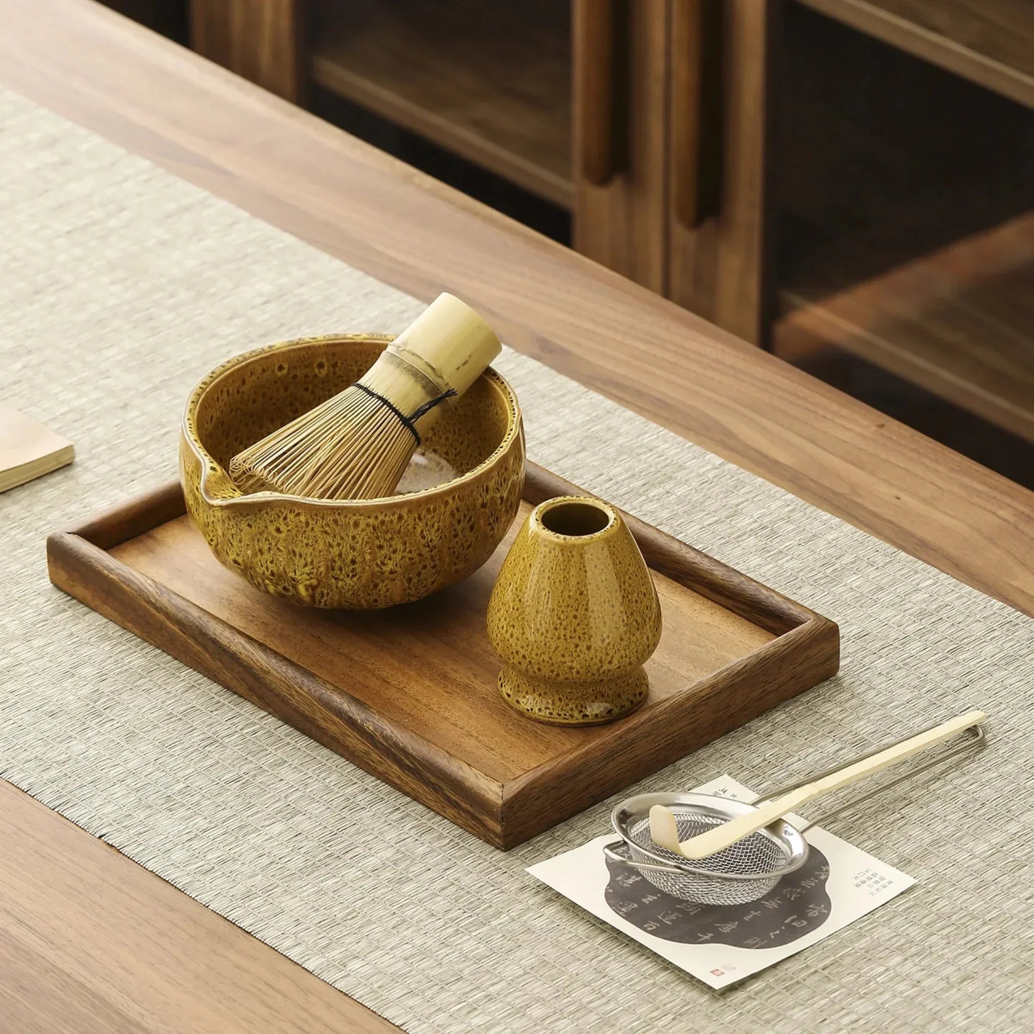 Elda Matcha Ceremony Set – 5-Piece Ceramic & Bamboo, Drinkware Sets, Japanese Bowl
