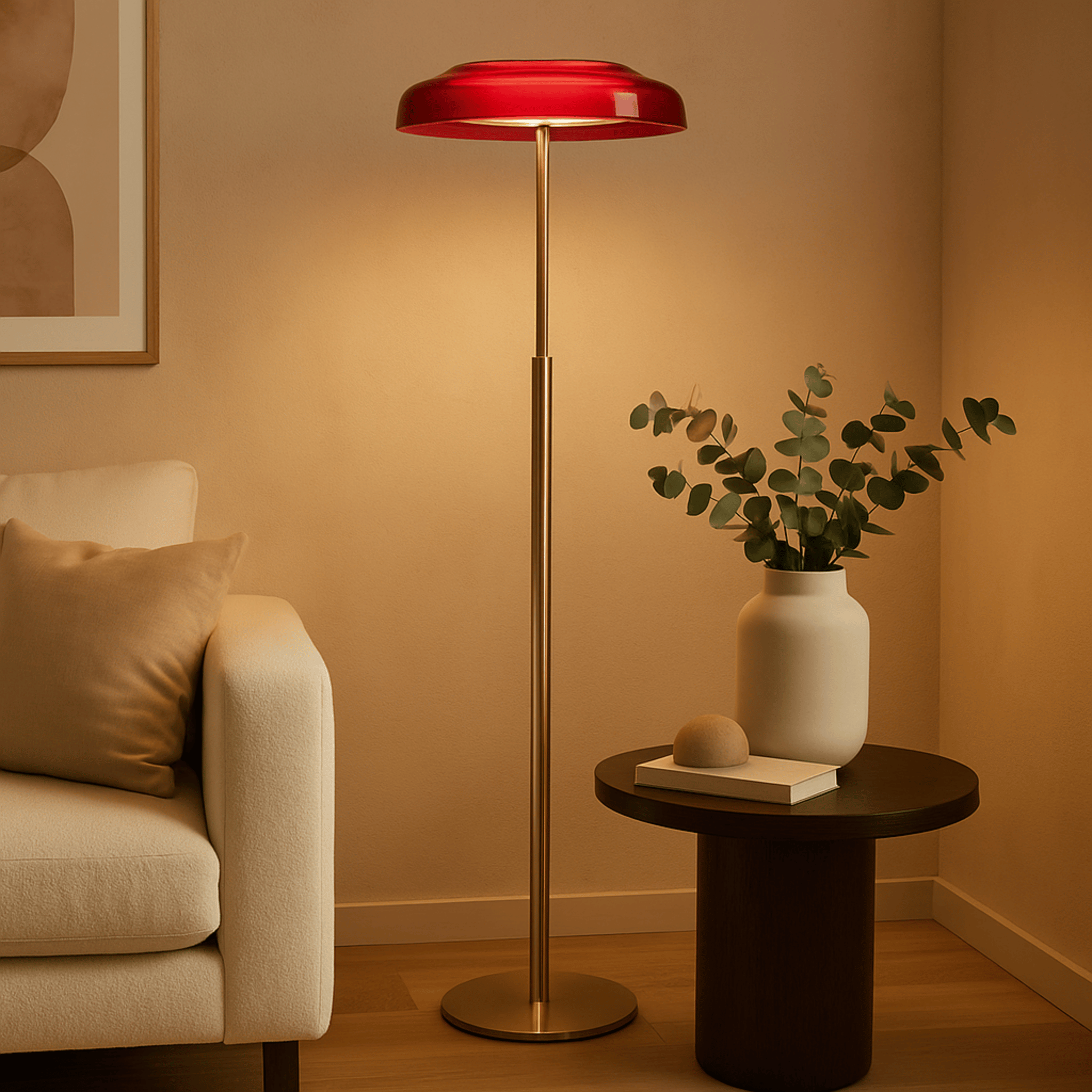Retro Glass Floor Lamp Elegant Vintage Gold Design, Red &, Lamps, Elden for Living Room