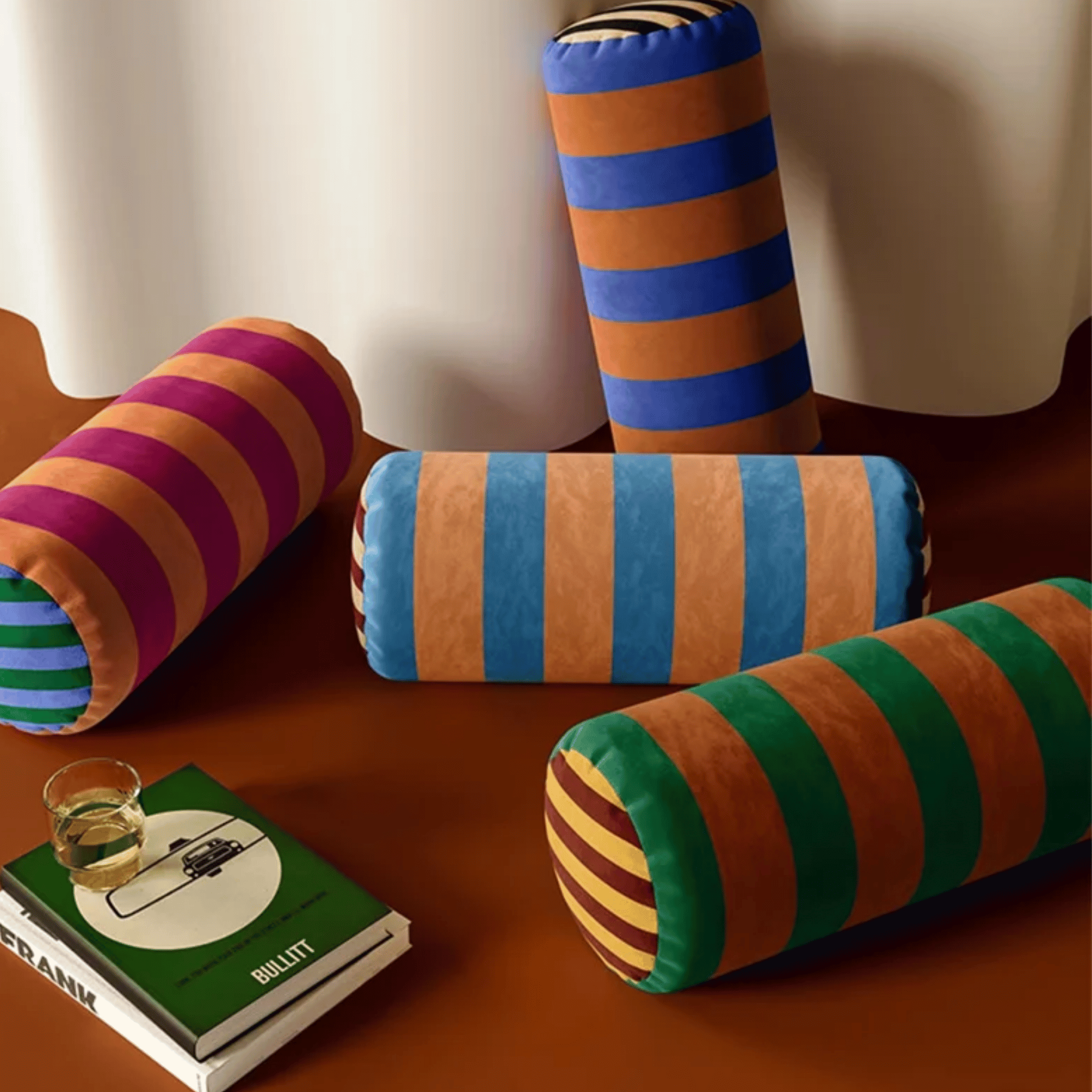 Nordic Velvet Neck Roll Pillow with Insert Skonne, Throw Pillows, Favn Scandinavian Style