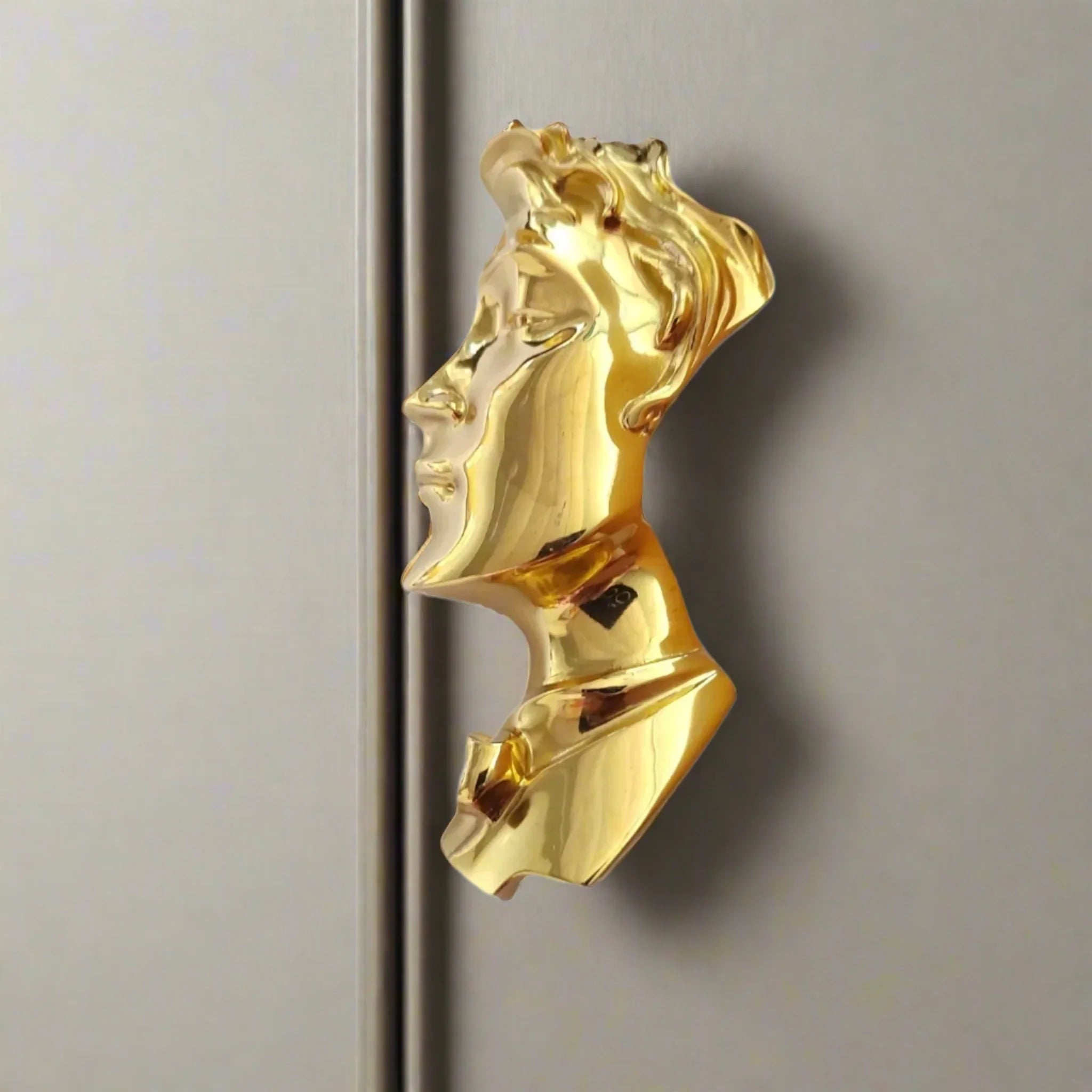 Sculptural Brass Figure Cabinet Handle by Skonne, Male, Knobs & Handles, Figra Sculpted Portrait