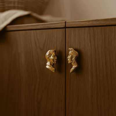 Translation missing: en.Sculptural Brass Figure Cabinet Handle by Skonne, Knobs & Handles, Figra Sculpted Portrait