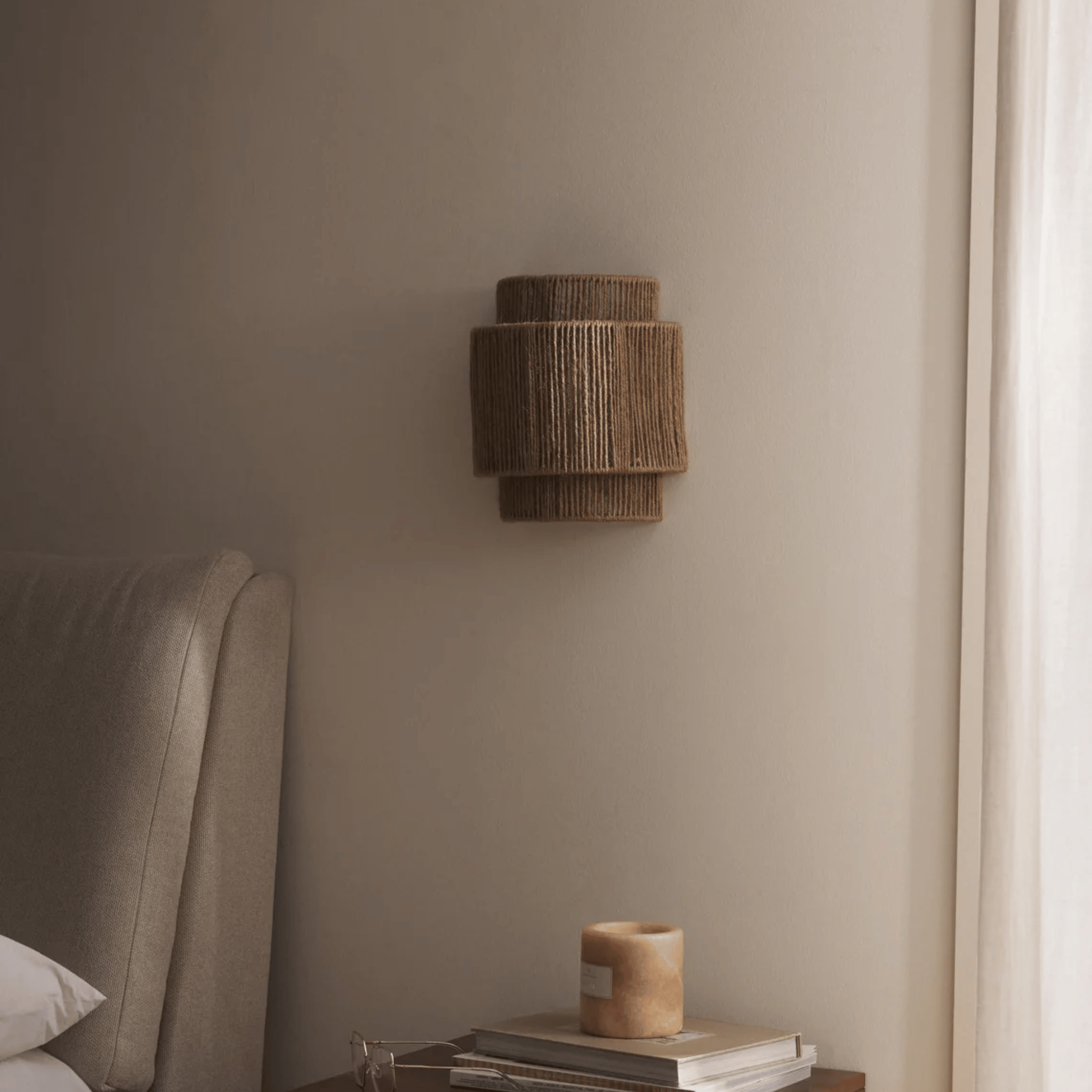 Boho Woven Rope Wall Sconce with Gold Finish Decor, Light Fixtures, Fletta