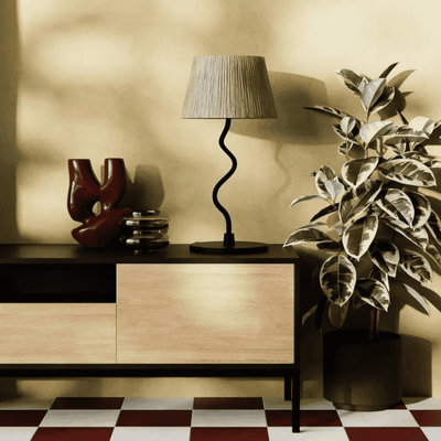 Translation missing: en.Woven Paper Rope Table Lamp Black Warm Glow Decor, Lamps, Fletta Sculptural