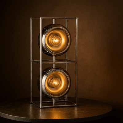Translation missing: en.Bauhaus Geometric LED Table Lamp with Dual Spheres, Silver, Lamps, Forma Design Style