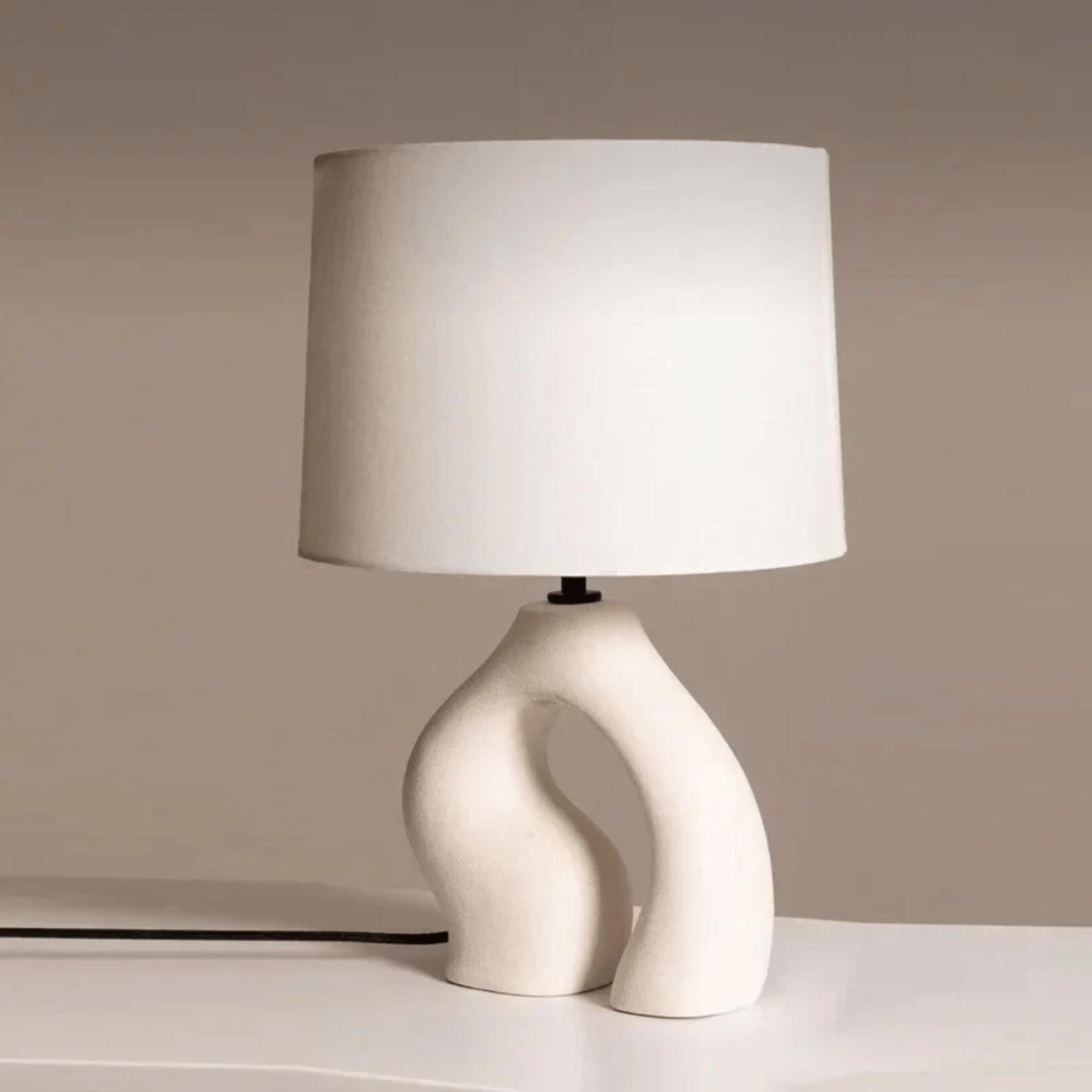 Formia Resin Table Lamp with Nordic Fabric Shade, Lamps, Sculptural
