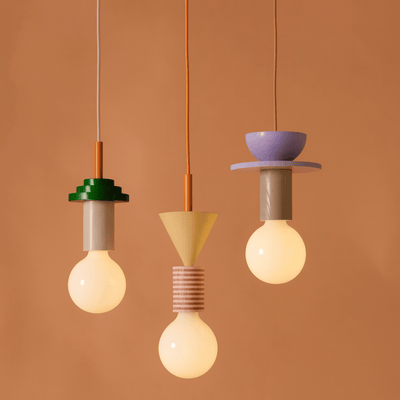 Geometric Wooden Pendant Lamp Nordic Bauhaus Style, Orbit, Ceiling Light Fixtures, Formvy Wood and Iron