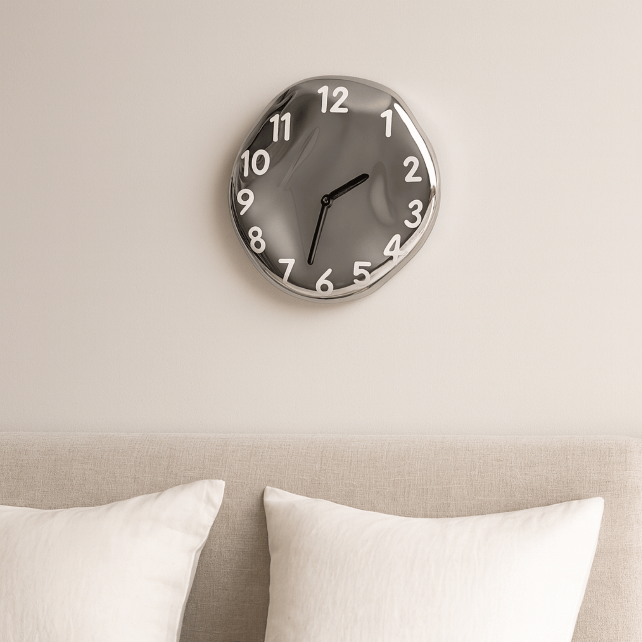 Glansa Ceramic Wall Clock with Chrome Finish, Clocks, Silent Quartz