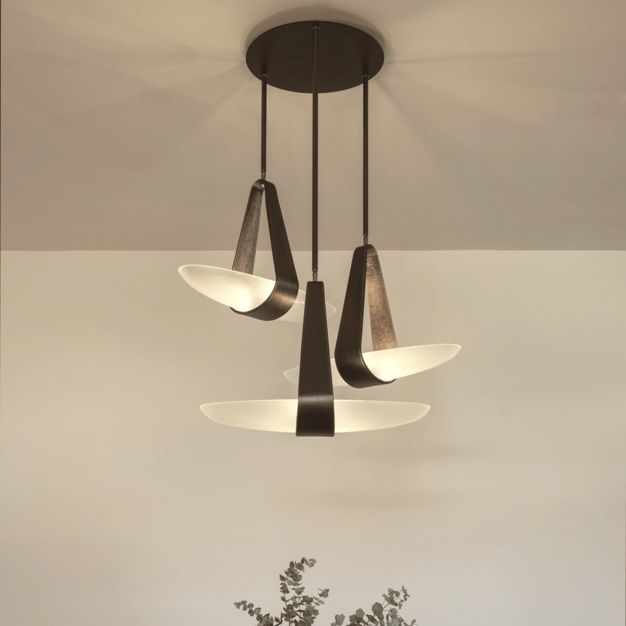 Nordic Glass Pendant Light for Bedroom and Dining, Ceiling Fixtures, Gloda in Leather