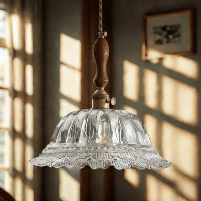 Gloda Brass Walnut Pendant Light for Dining Rooms, 1 Head (9.8in/25cm), Ceiling Fixtures, French Style