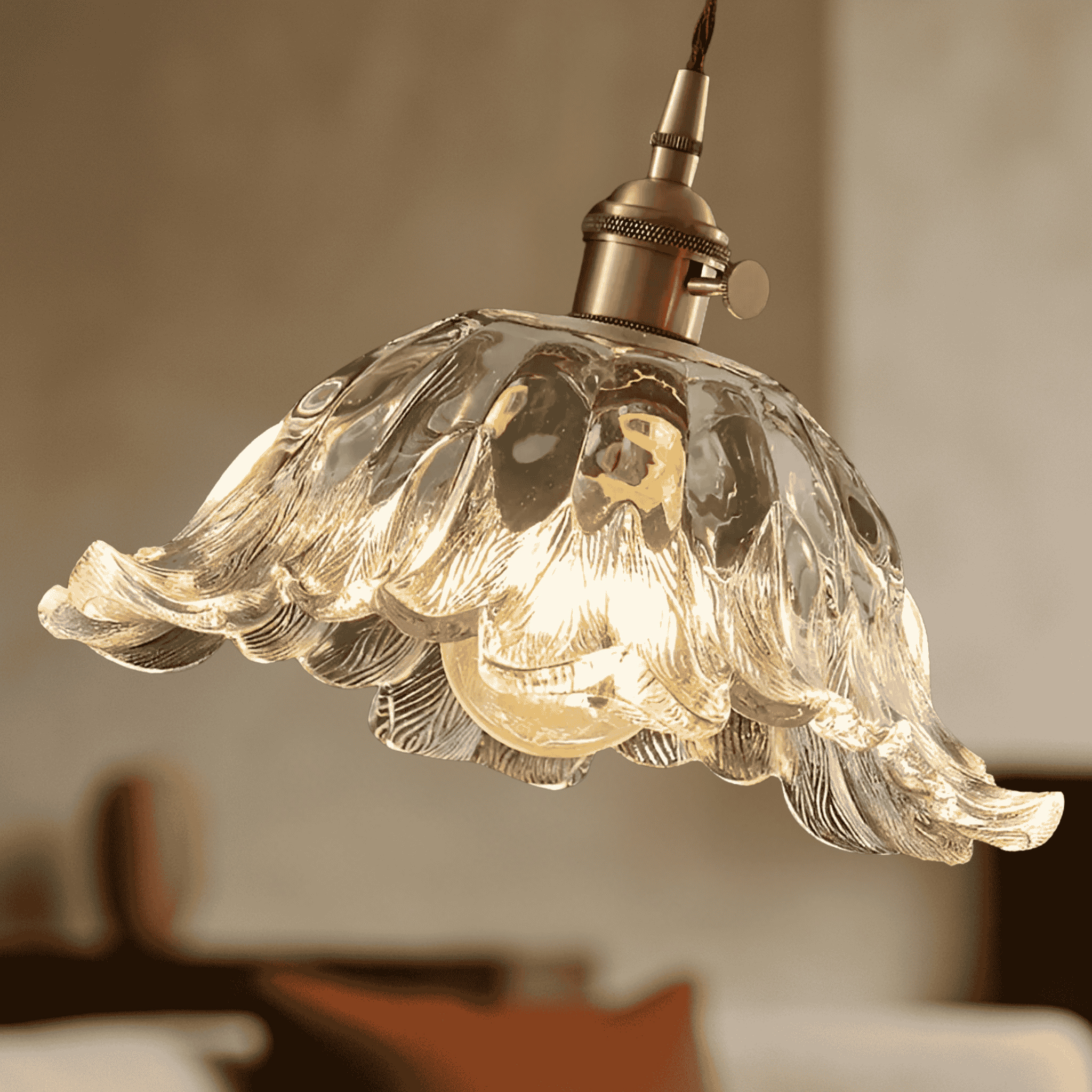 Gloda Brass Walnut Pendant Light for Dining Rooms, Ceiling Fixtures, French Style