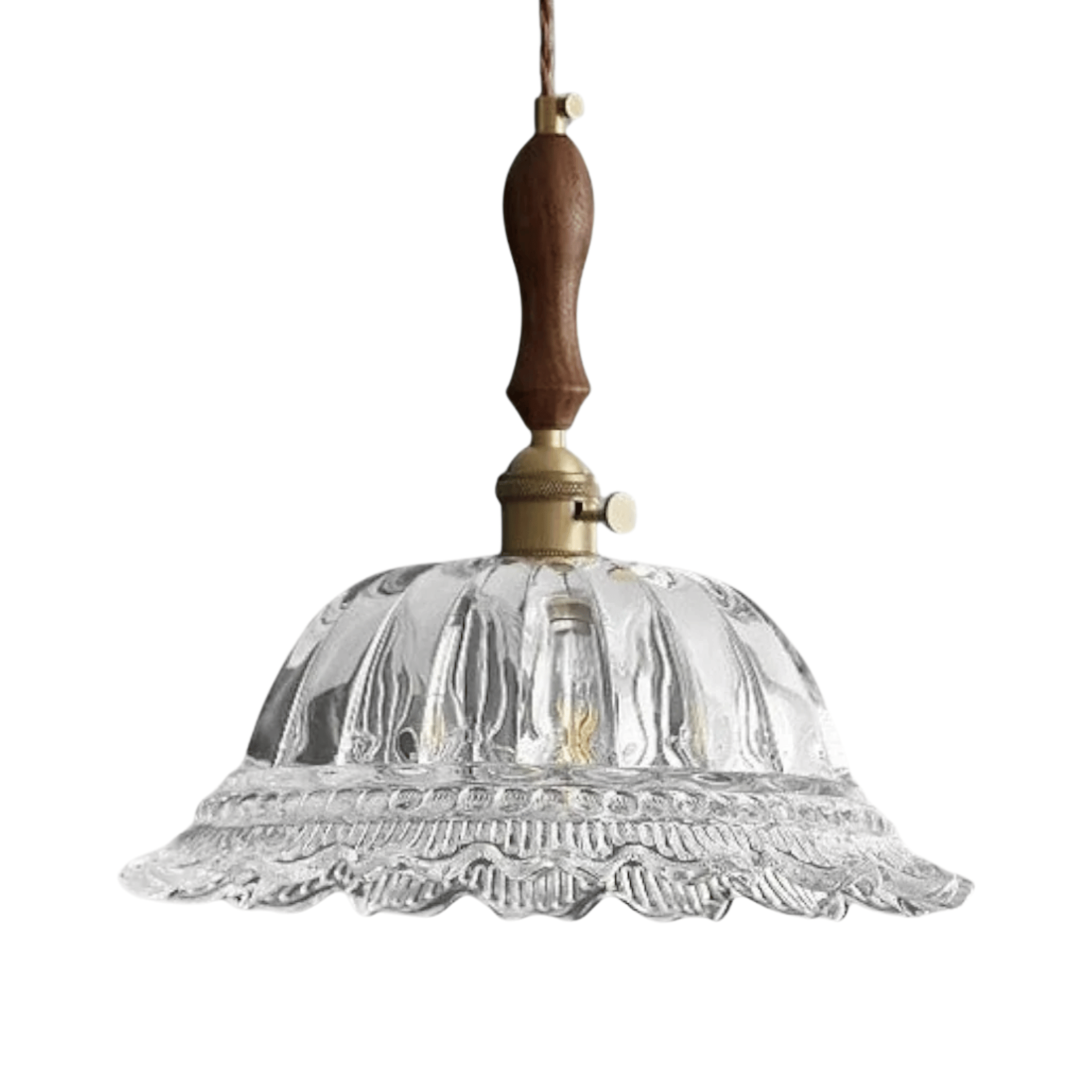 Gloda Brass Walnut Pendant Light for Dining Rooms, Ceiling Fixtures, French Style