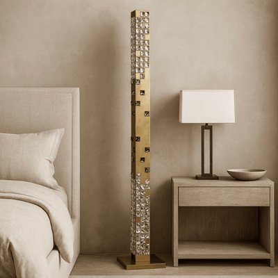 Translation missing: en.Glodra Crystal LED Tower Floor Lamp Living Room, Champagne Gold, Lamps, with Light