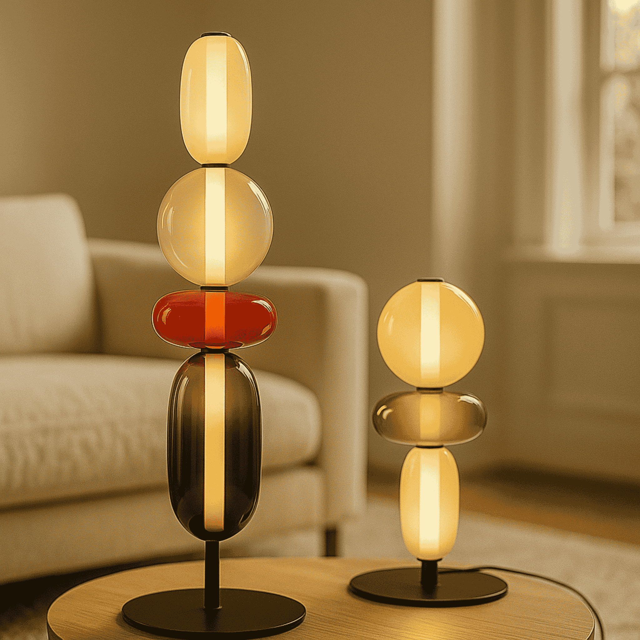 Glødra Multi-Head Stained Glass LED Lamp for Home, Floor Lamps, Table