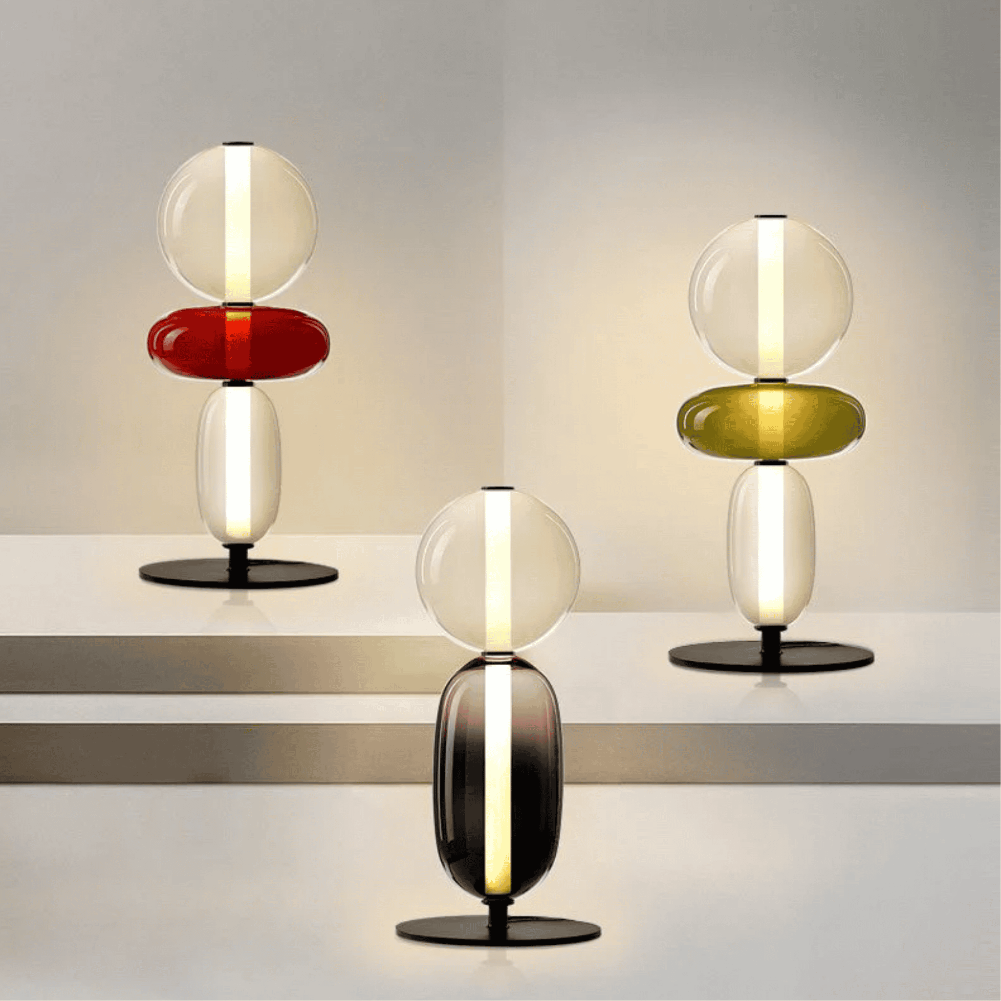 Glødra Multi-Head Stained Glass LED Lamp for Home, Floor Lamps, Table