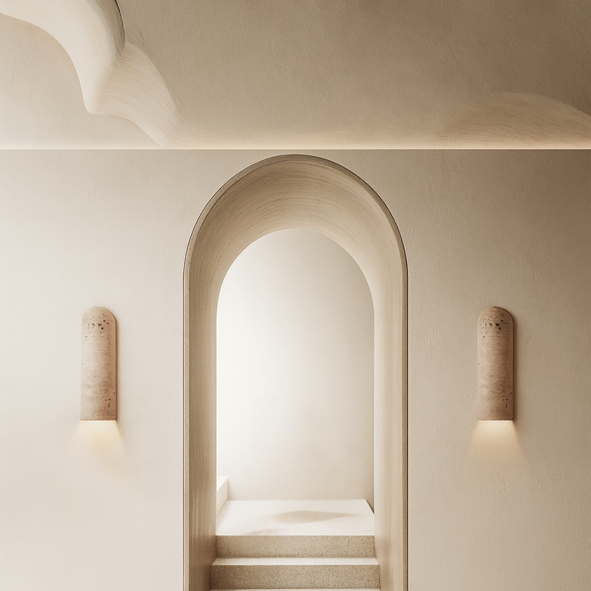 Glodsten Natural Travertine Wall Lamp - LED Sconce, Light Fixtures, Carved Stone