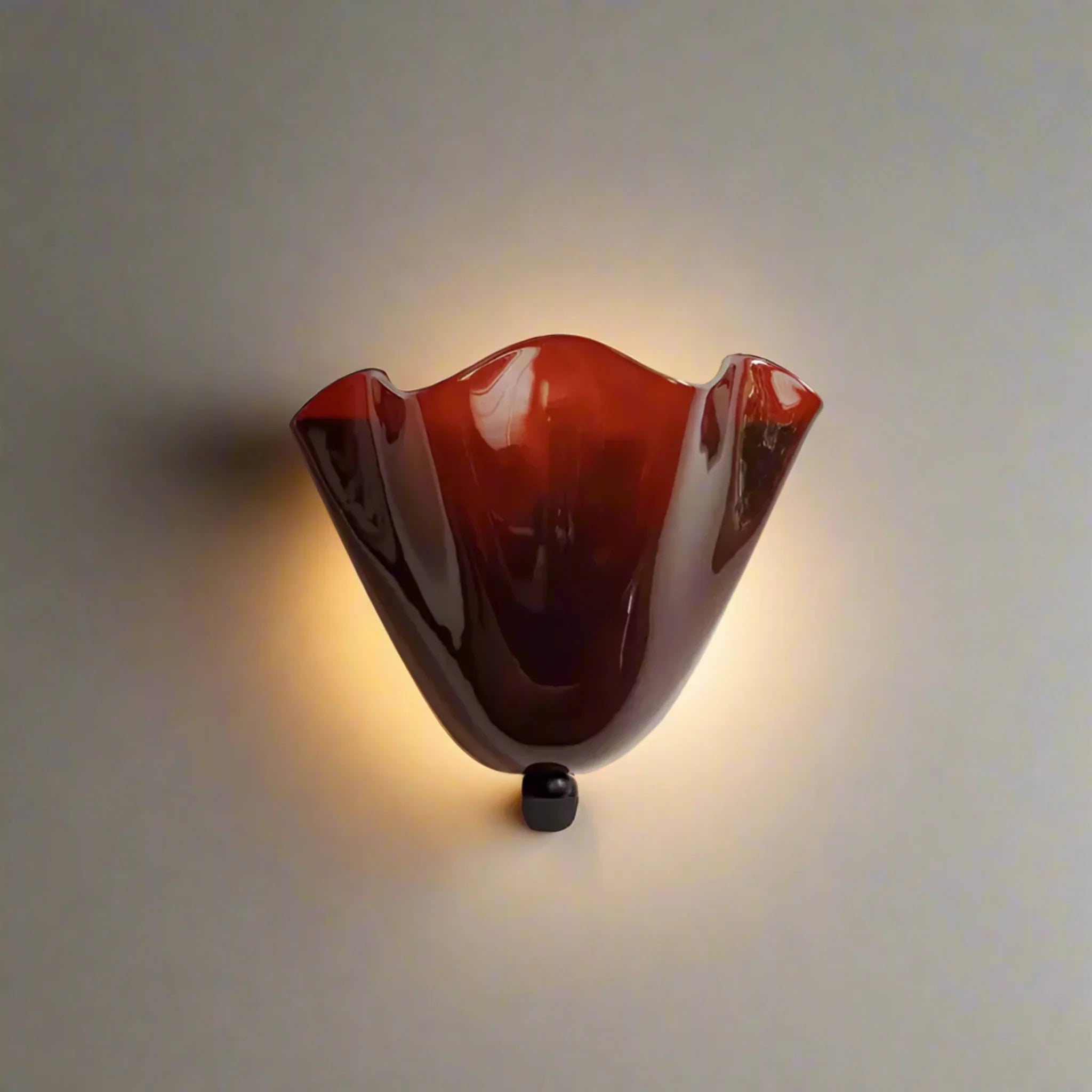 Glodsten Glass Stone Wall Lamp - Vintage LED Sconce, Red, Light Fixtures, Handcrafted