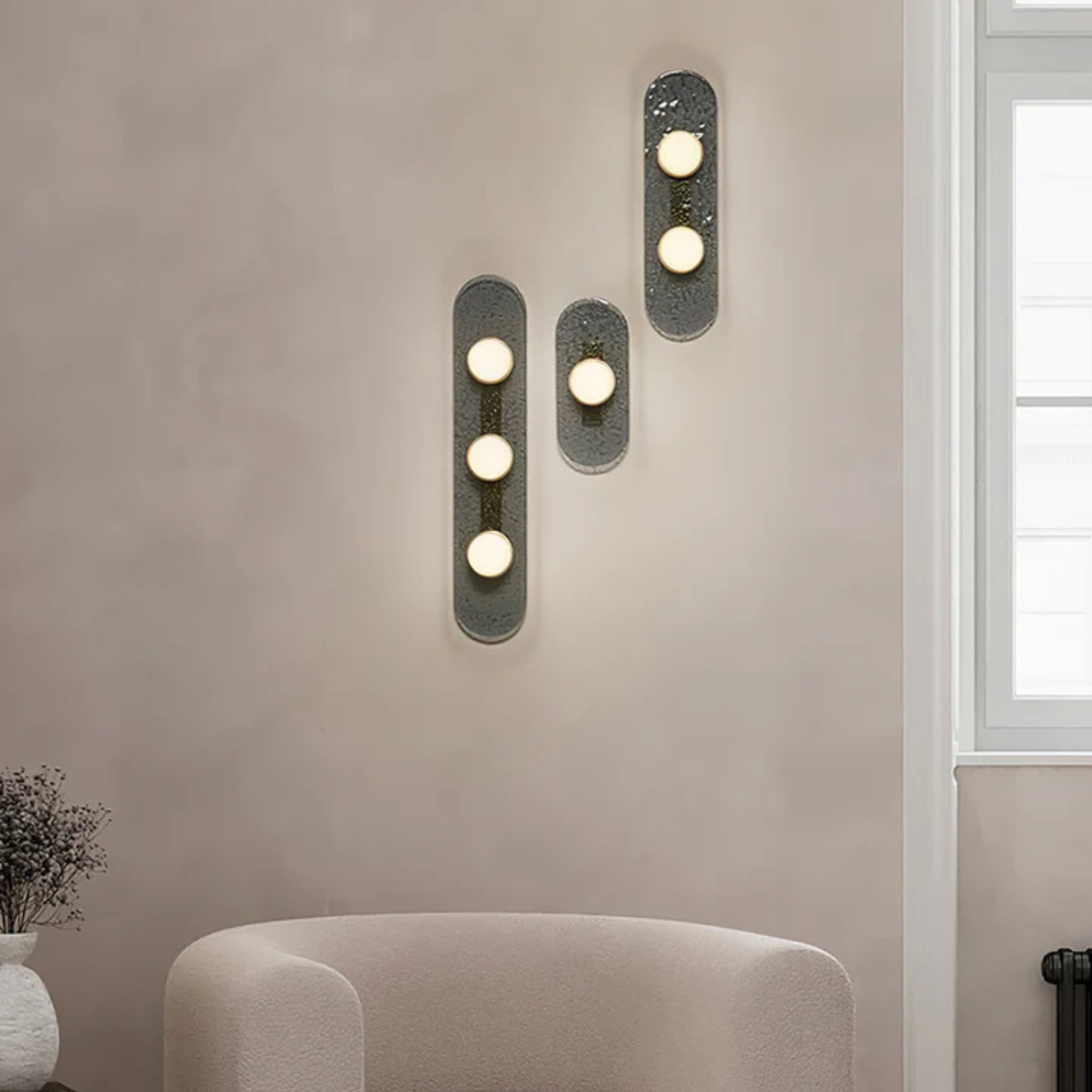 Nordic Glass Wall Sconce Single Twin Triple Light, Cool white, Fixtures, Glödra Minimalist Multi-Head
