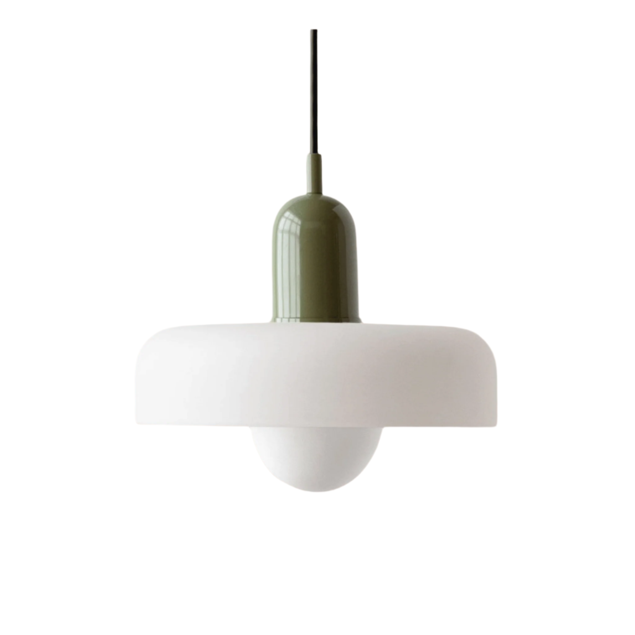 Nordic Bauhaus Glass Pendant Light for Dining Room, White & Olive, Ceiling Fixtures, Glödra Retro