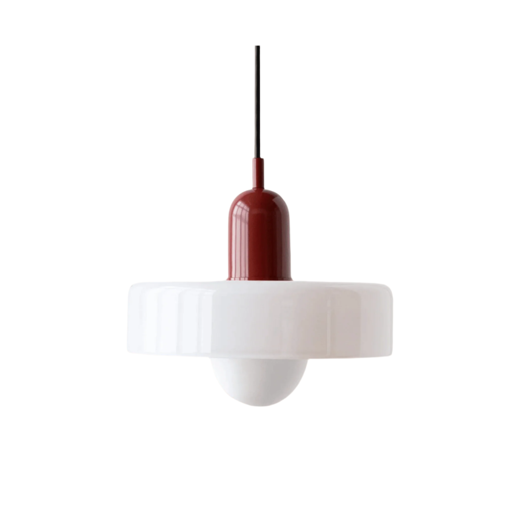 Nordic Bauhaus Glass Pendant Light for Dining Room, White & Red, Ceiling Fixtures, Glödra Retro