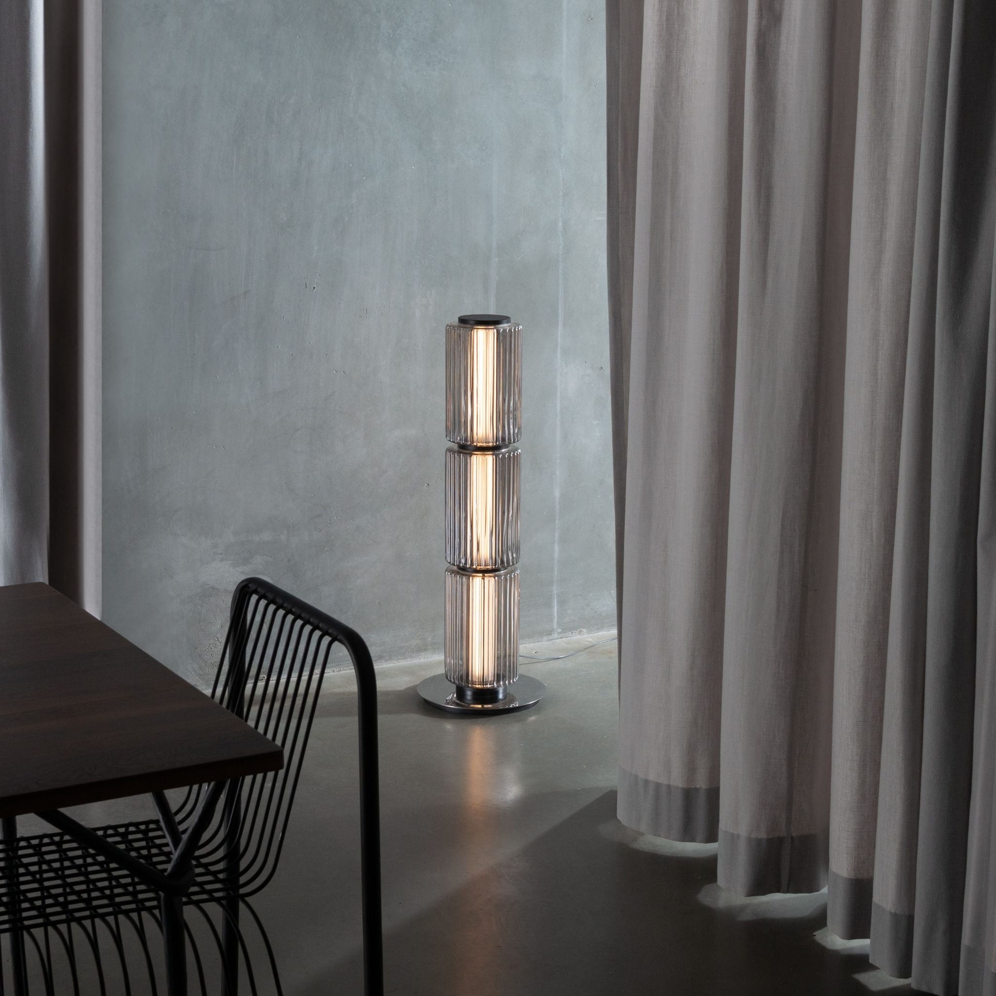 Smoked Glass Floor Lamp Nordic Design LED Included, Small / Warm Light 3000k, Lamps, Glödva Smoke with Remote