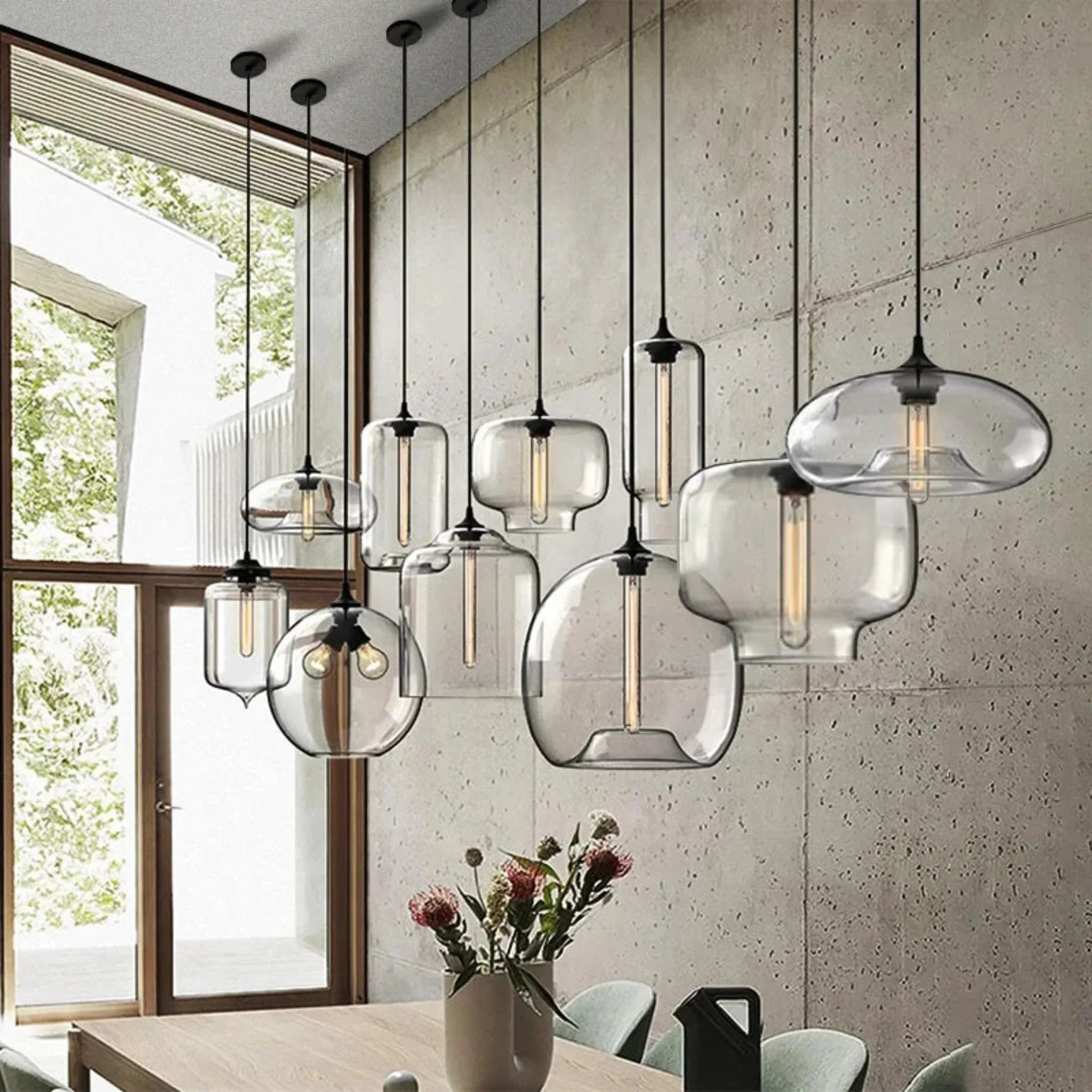 Glora Mouth-Blown Glass Pendant Light Scandinavian, Ceiling Fixtures, Artisan