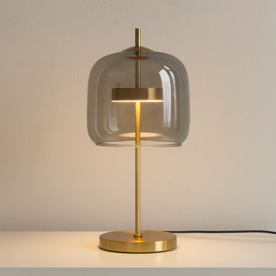 Translation missing: en.Nordic Stained Glass Table Lamp with Gold Base, Smoke Grey / Cold white, Lamps, Glora