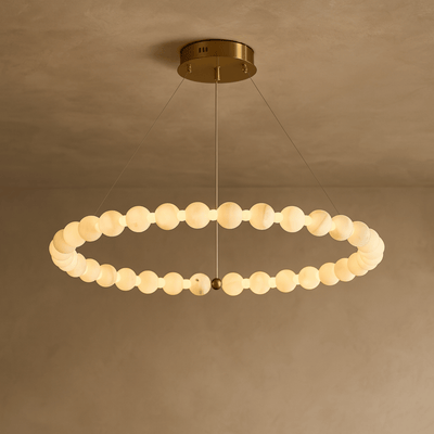 Translation missing: en.Glorin Alabaster Marble Halo Chandelier for Dining, 18 Lights, Ceiling Light Fixtures, Ring