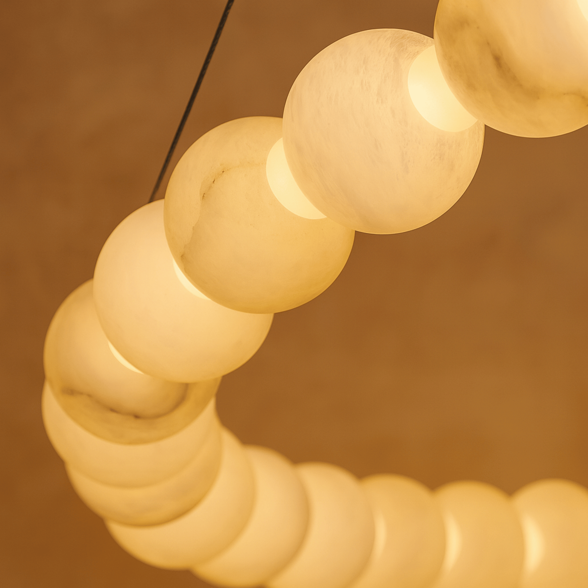 Glorin Alabaster Marble Halo Chandelier for Dining, Ceiling Light Fixtures, Ring