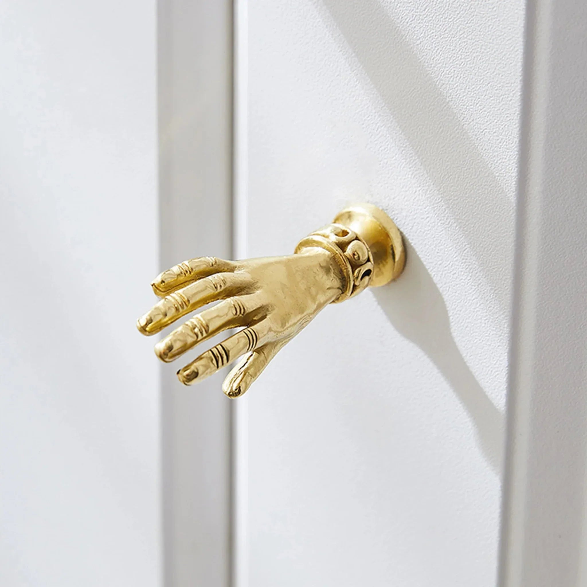 Brass Hand Cabinet Pull — Sculptural Gold Hardware, Knobs & Handles, Gripa Sculpted Handle