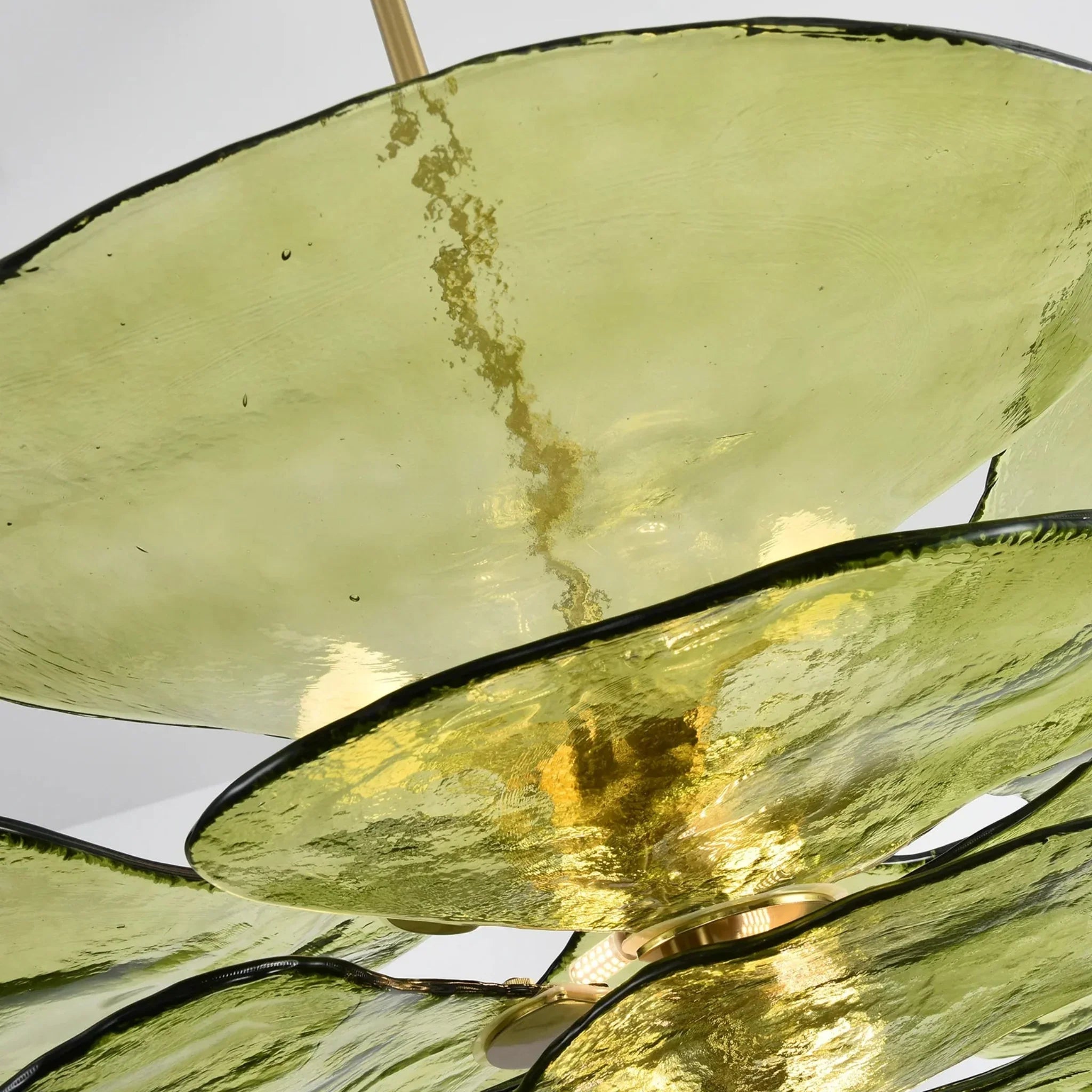 Green Glass Chandelier — Nordic Pendant by Skonne, Ceiling Light Fixtures, Grønja Stained